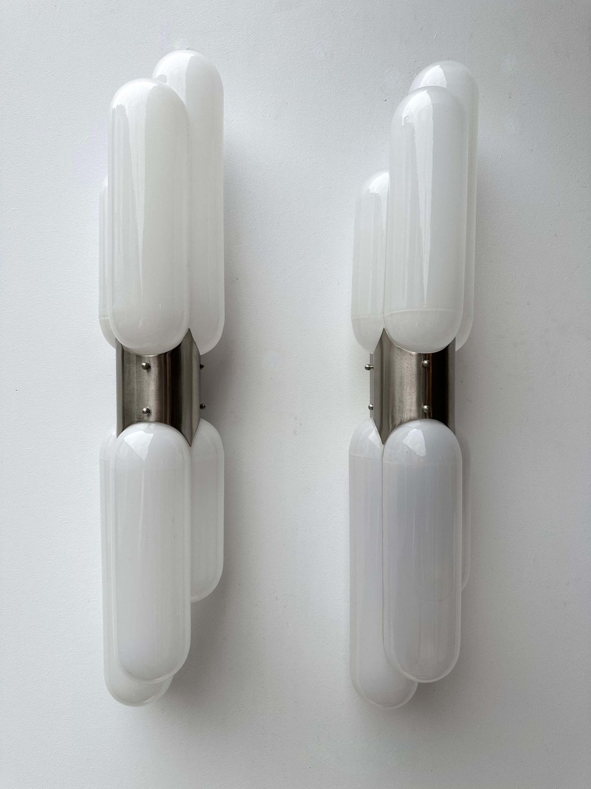 Pair Of Torpedo Murano Glass Sconces By Carlo Nason For Mazzega, Italy, 1970s photo Lighting