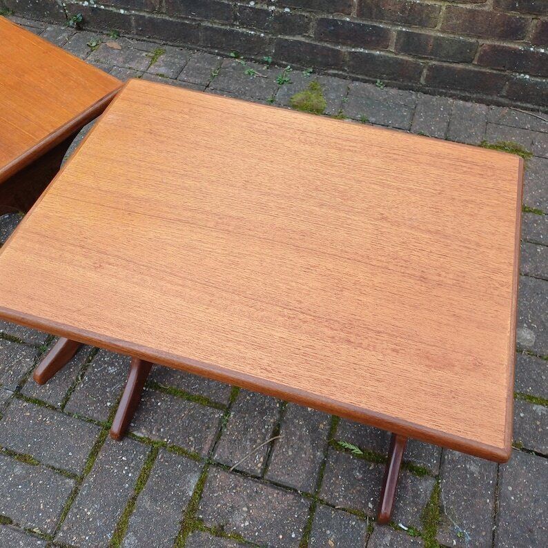 Pair Of Vintage Retro Mid Century Modern Teak Side Tables – Scandinavian Style Maybe G Plan photo Furniture