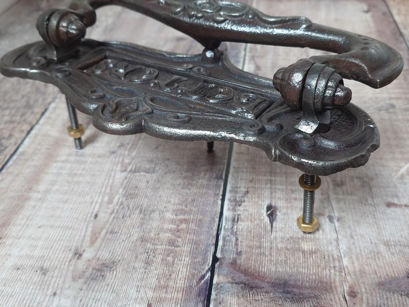Vintage Cast Iron Letter Box, Vintage Iron Mail Slot, Antique Iron Postal Knocker photo Home Fixtures
