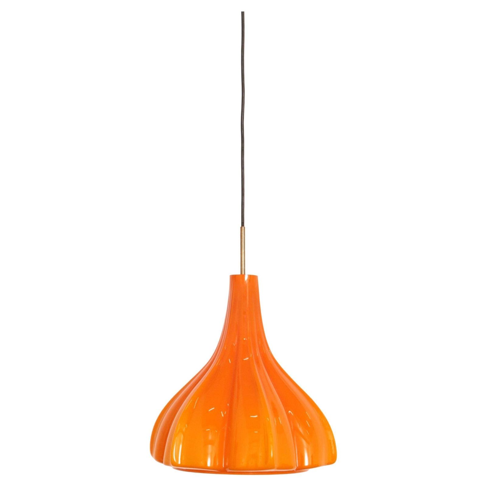 Vintage Orange Glass Pendant Lamp By Peill And Putzler, 1960