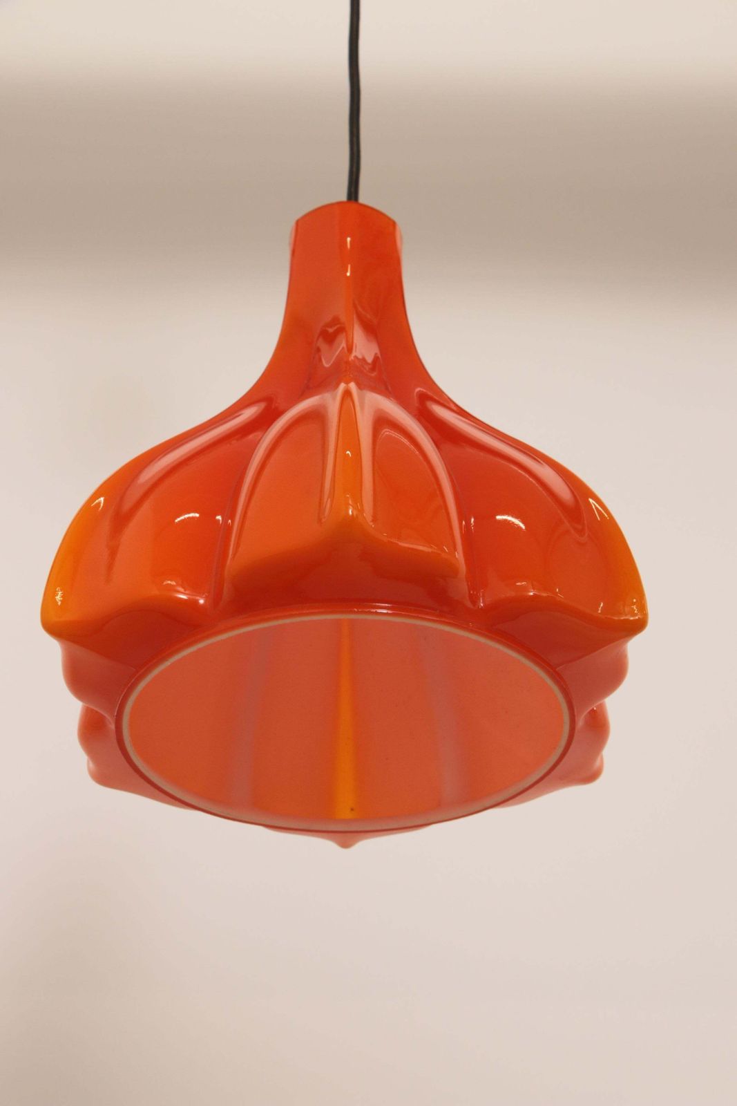 Vintage Orange Glass Pendant Lamp By Peill And Putzler, 1960 photo Lighting