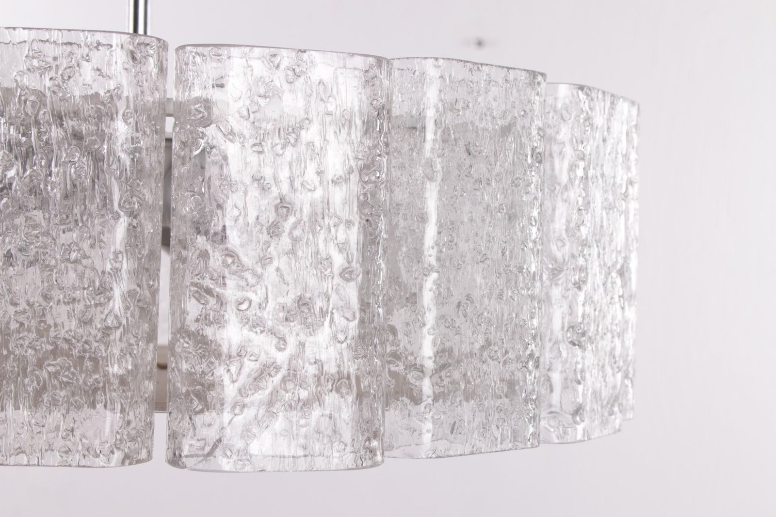 "Doria Leuchten Ice Glass Hanging Lamp With Relief Glass Cylinders, 1960s" photo Lighting