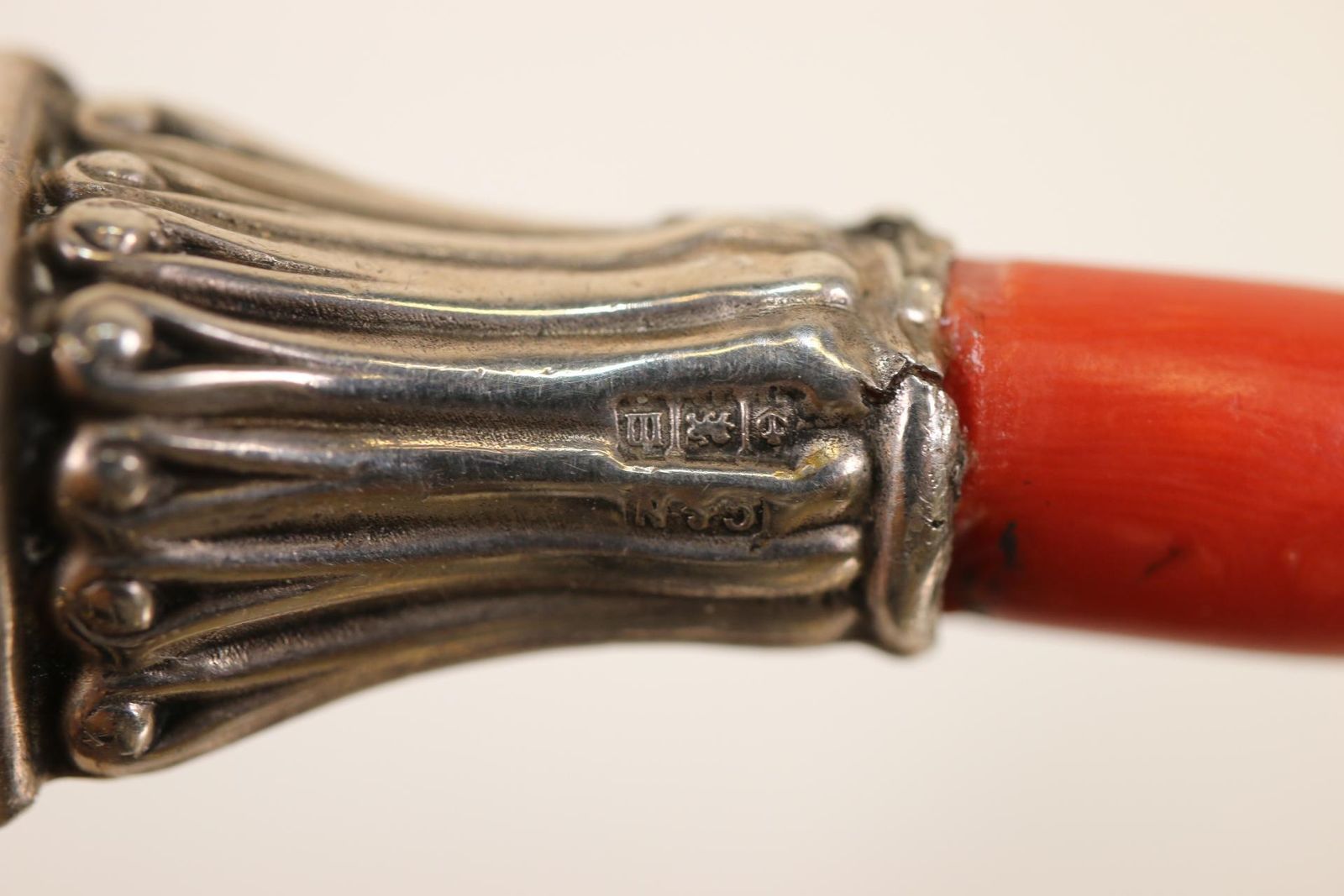 Silver Children's Rattle 1900 English Made Silver Rattle With Red Coral, 1900 photo Home Decor