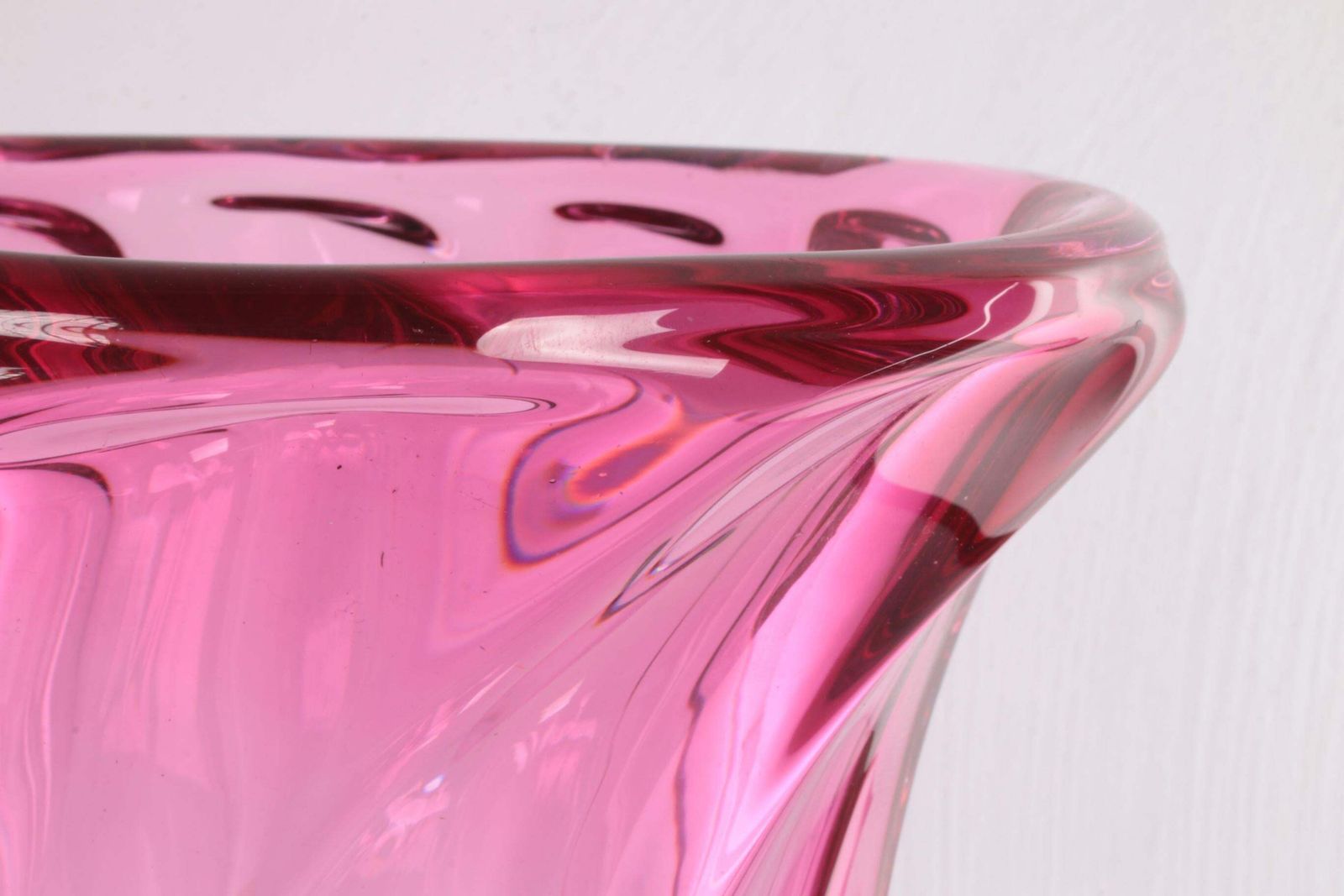 Large Vintage Val St. Lambert Crystal Vase Cranberry photo 701.0