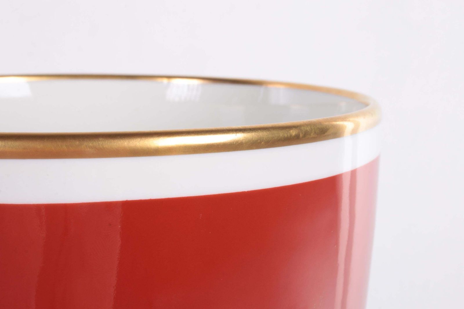 photo furniture Very Large Red Porcelain Vase With Golden Flowers Veb Wallendorfer 1960