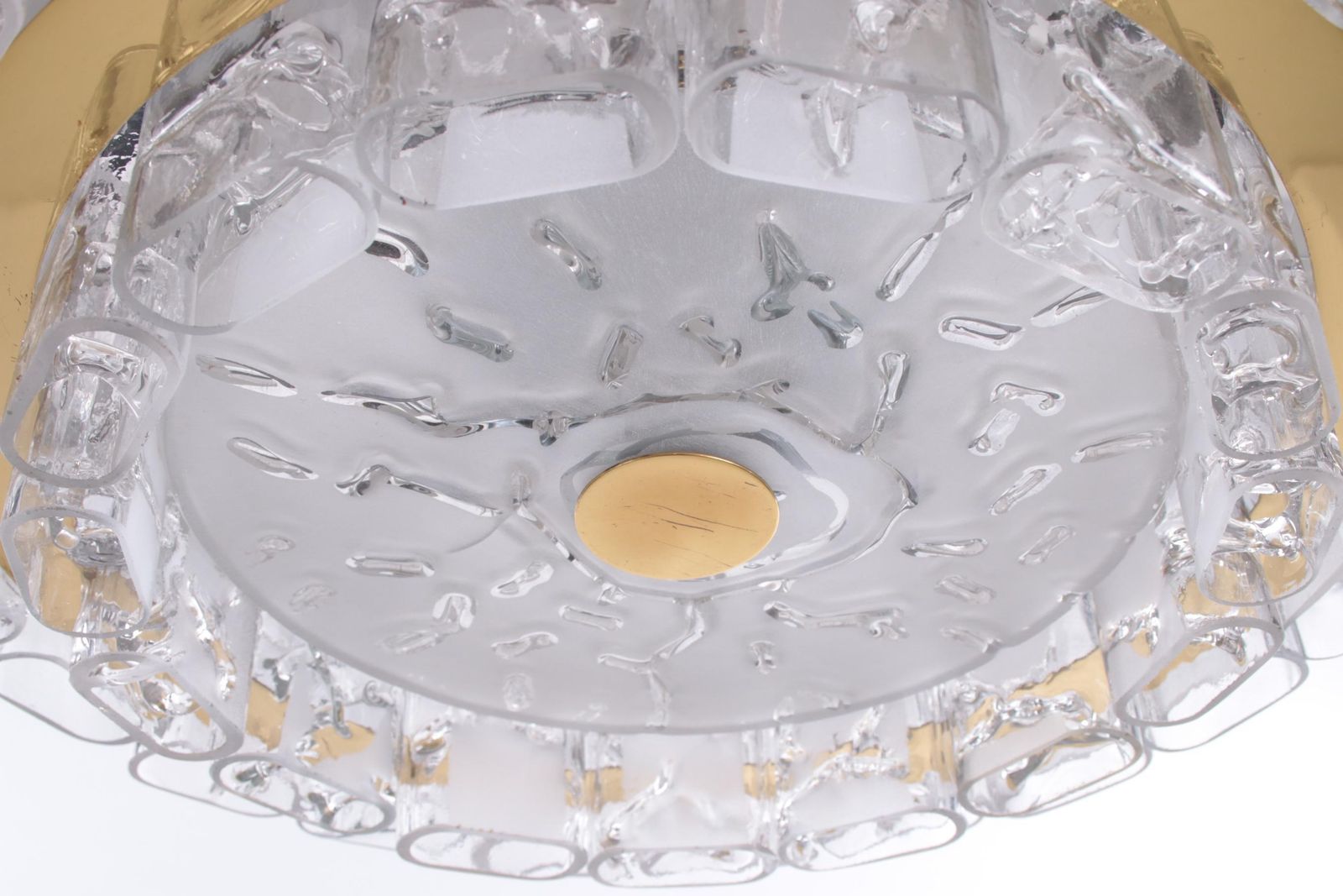 photo furniture Doria Leuchten Mid Century Brass & Crystal Chandelier 1960 Set Off 2 Pice