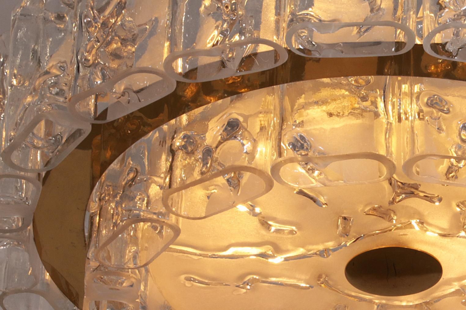 photo vintage Doria Leuchten Mid Century Brass & Crystal Chandelier 1960 Set Off 2 Pice