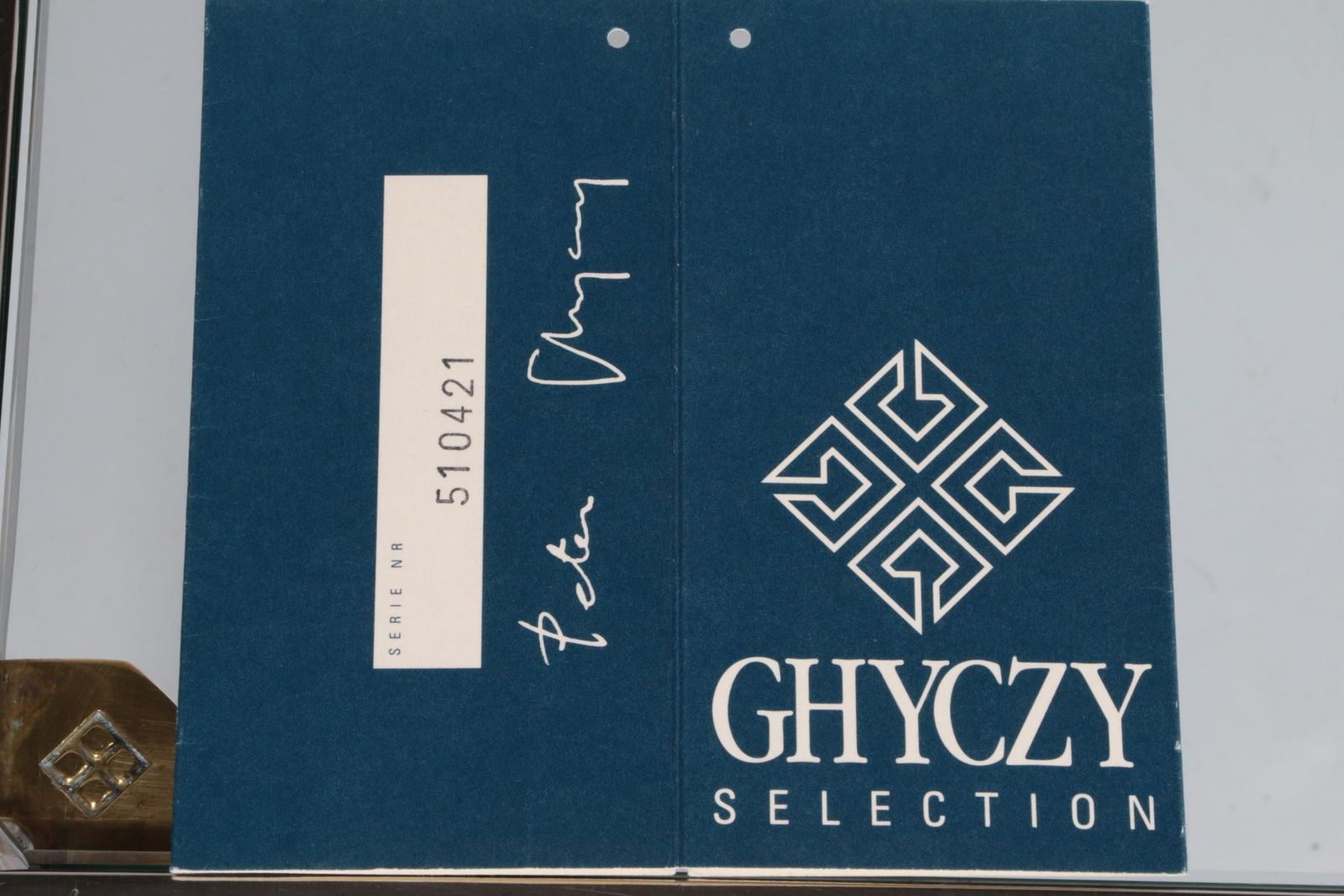 Glass Coffee Table Peter Ghyczy Model T28 D Inox With Brass, 1986 photo vinterior