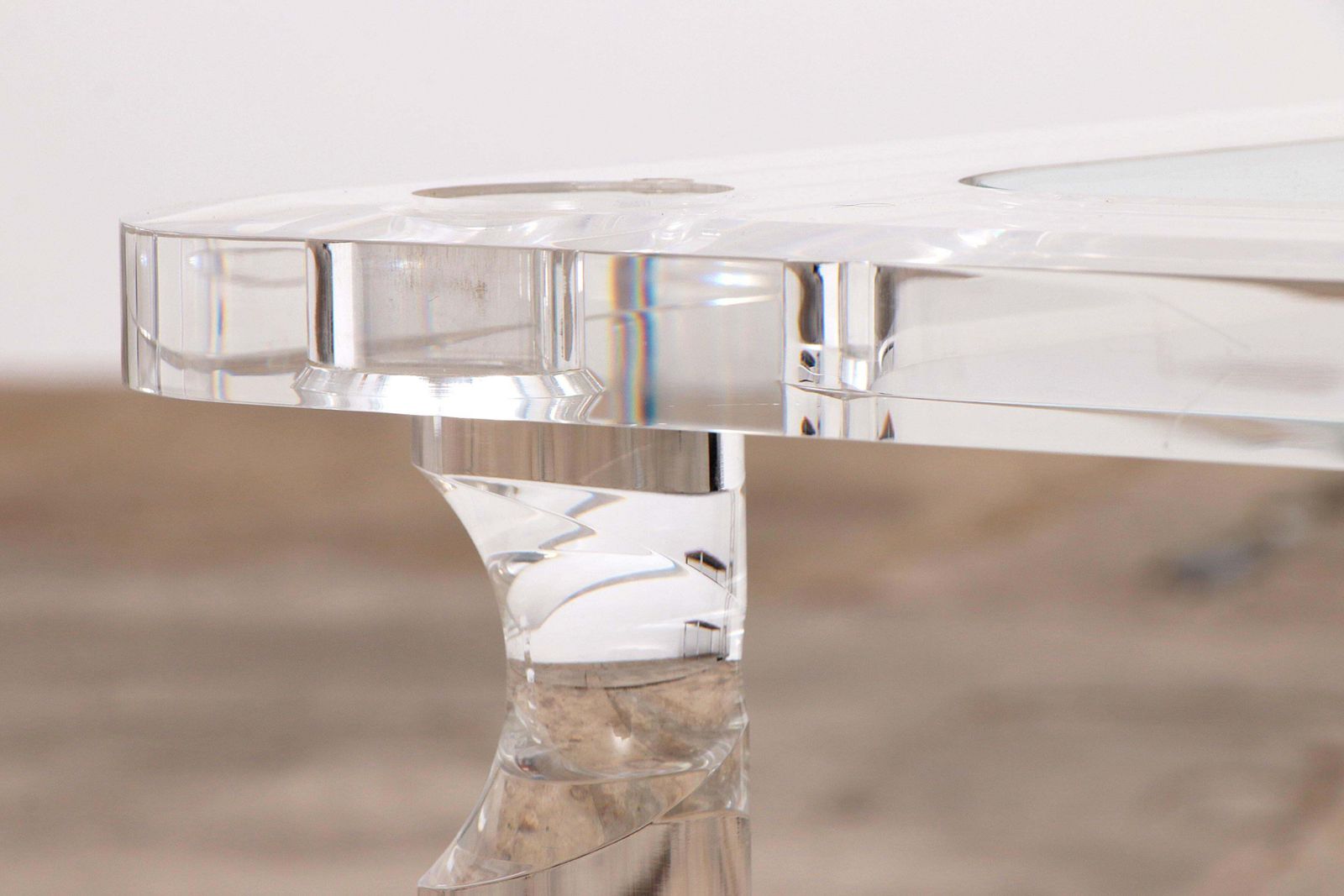 French Coffee Table Lucite And Glass Maison Romeo, 1970s photo Furniture