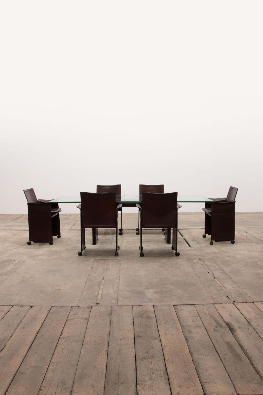 Tito Agnoli For Matteo Grassi Leather Dining Table And Six Chairs photo furniture