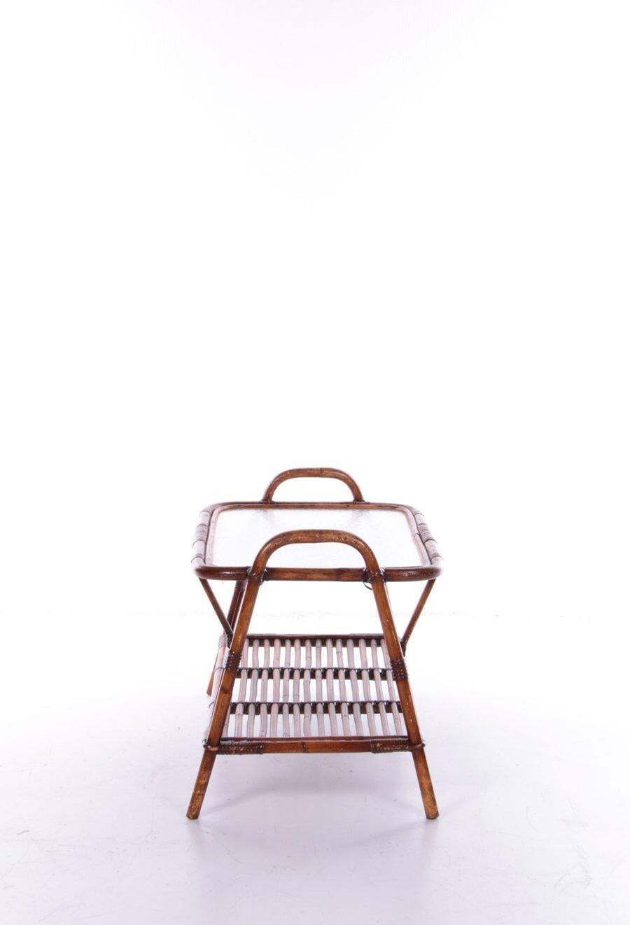 Bamboo Side Table With Warehouse Shelves France, 1960s photo furniture