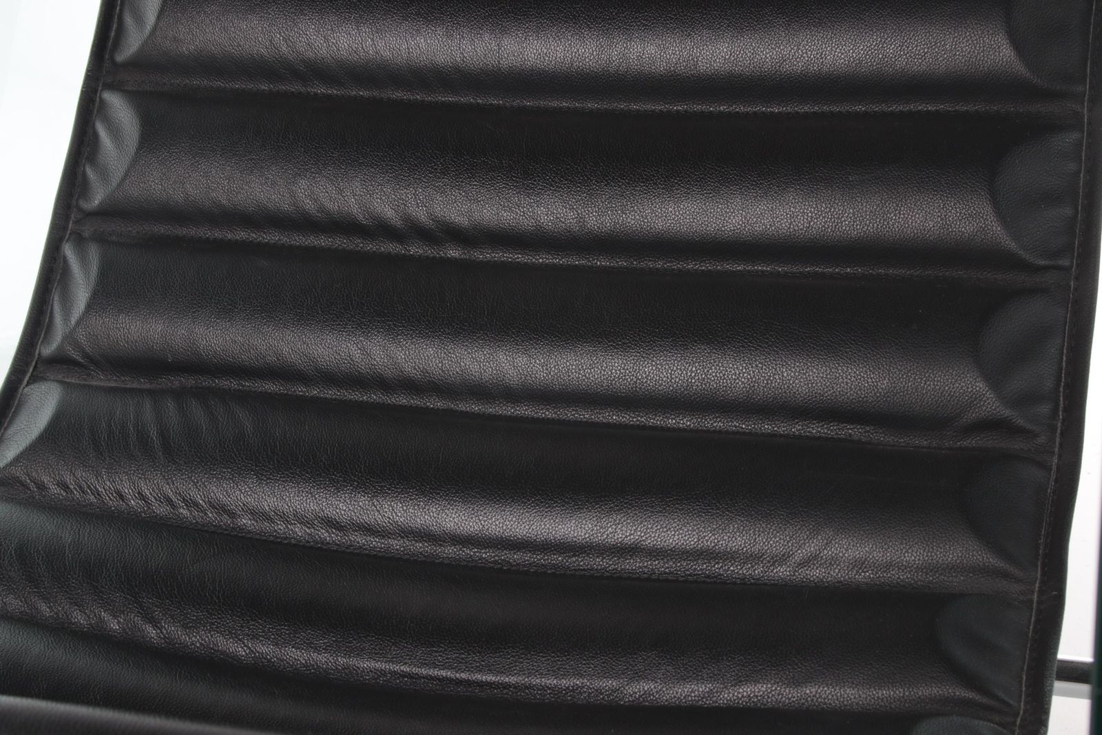 photo for sale Black Leather Chair By Giovanni Tommaso Garattoni Italy Glass And Black Leather
