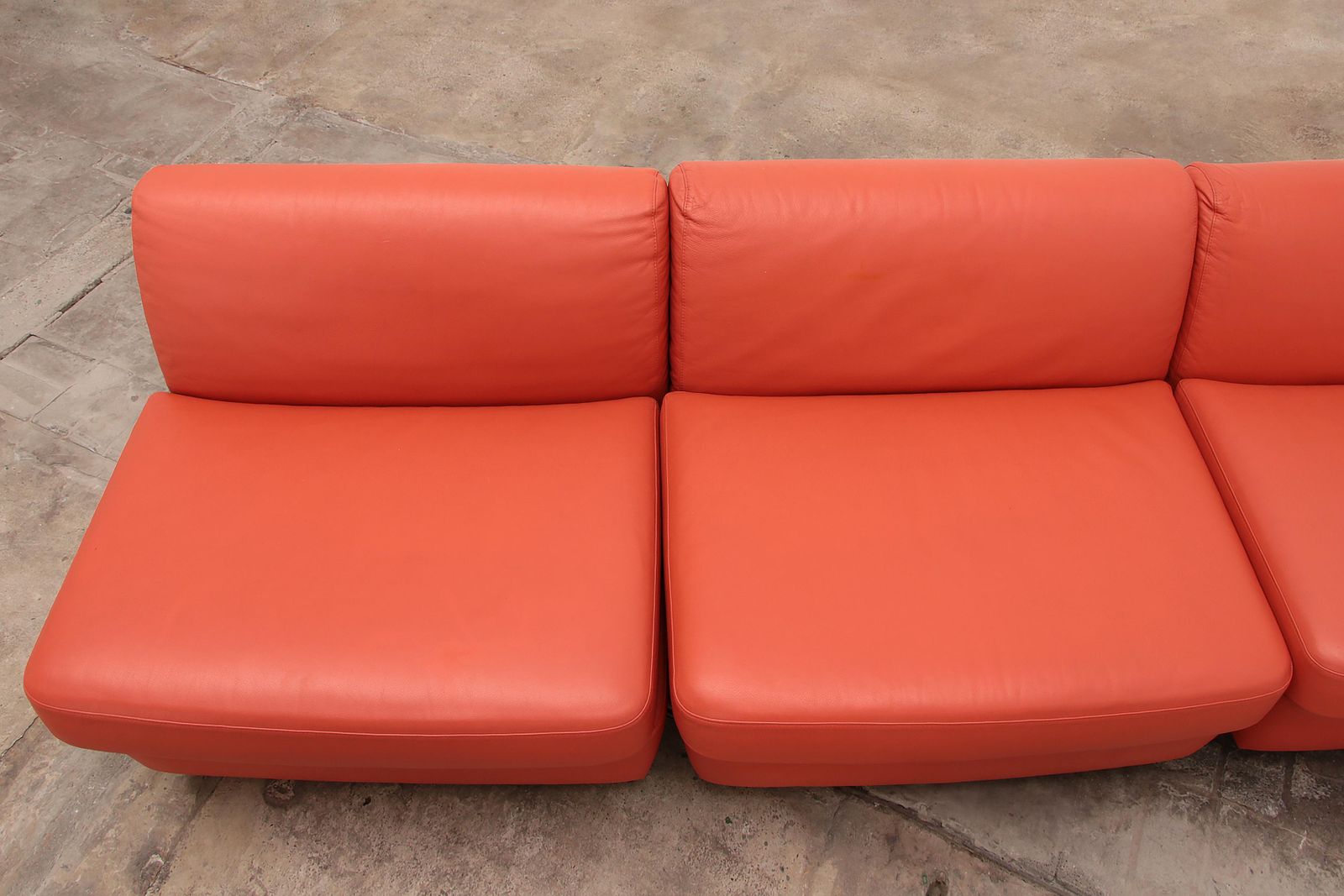Amanta Modular Sofa In Orange Leather For C&B Italy, From Mario Bellini 1960s photo Furniture