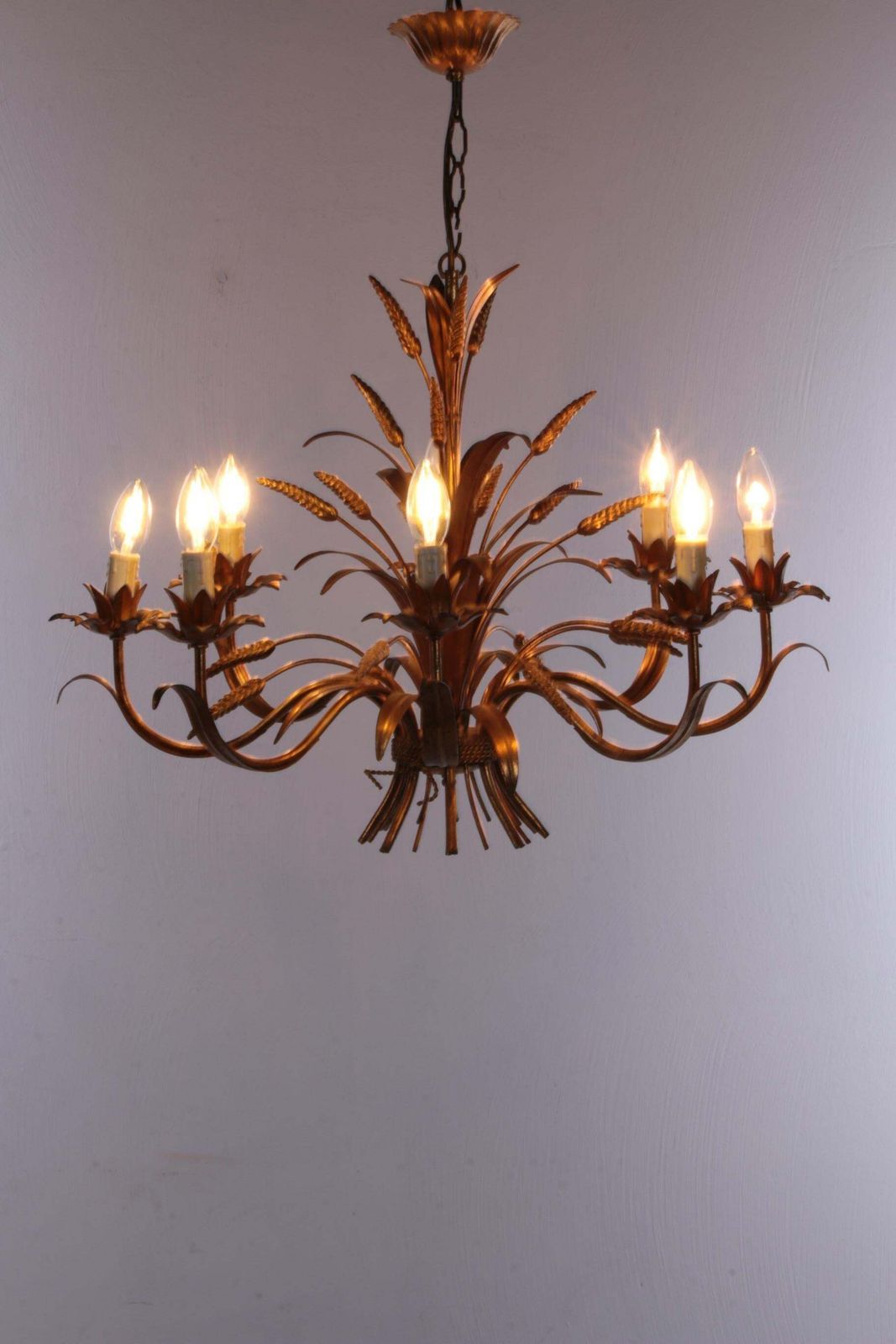 Golde Hollywood Regency Hanglamp From Hans Kogl Design 1970, Italy photo Lighting