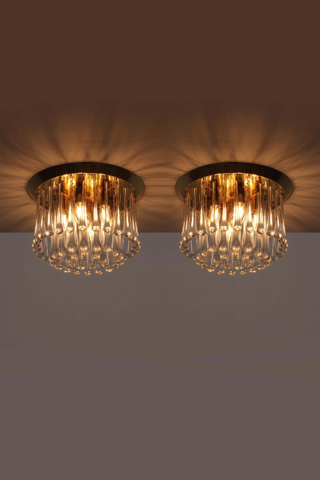Set Of Two J.T. Kalmar Murano Raindrop Hanging Lamps, 1970 Austria photo for sale