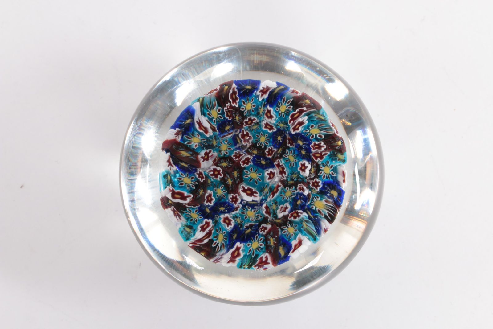 Mille Fleur Murano Paper Weight With Beautiful Flowers photo vinterior