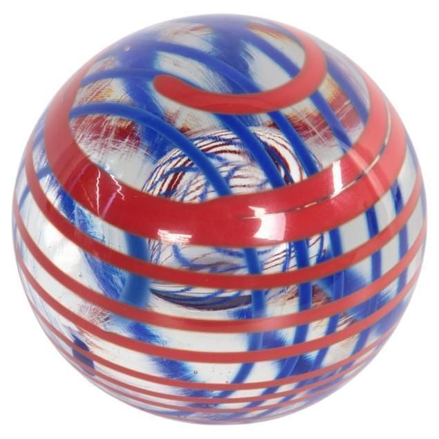 Dutch Round Glass Paperweight Ball Signed With Oude Horn Leerdam W Heesen