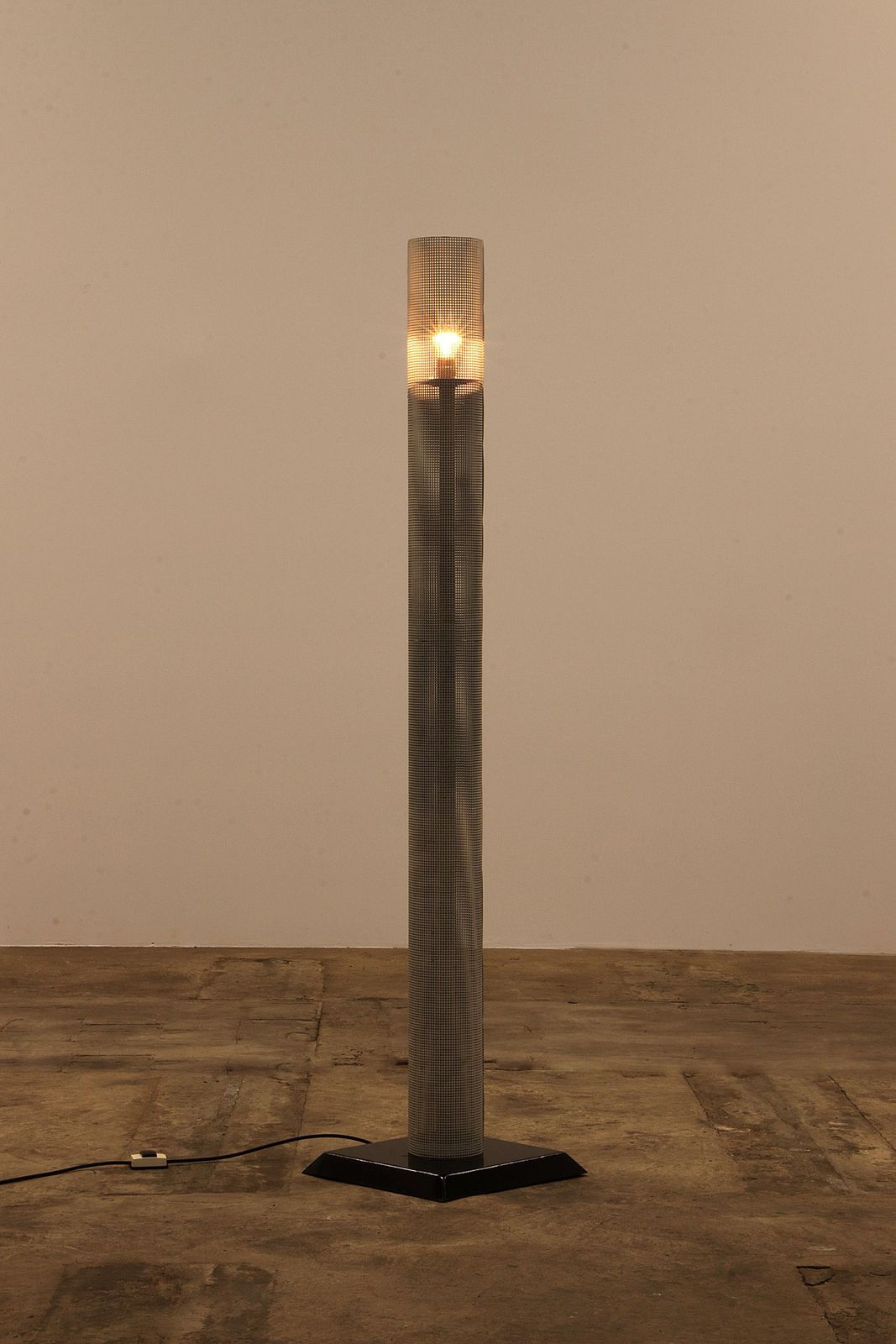 Vintage Italian White Metal Floor Lamp, 1960 photo for sale