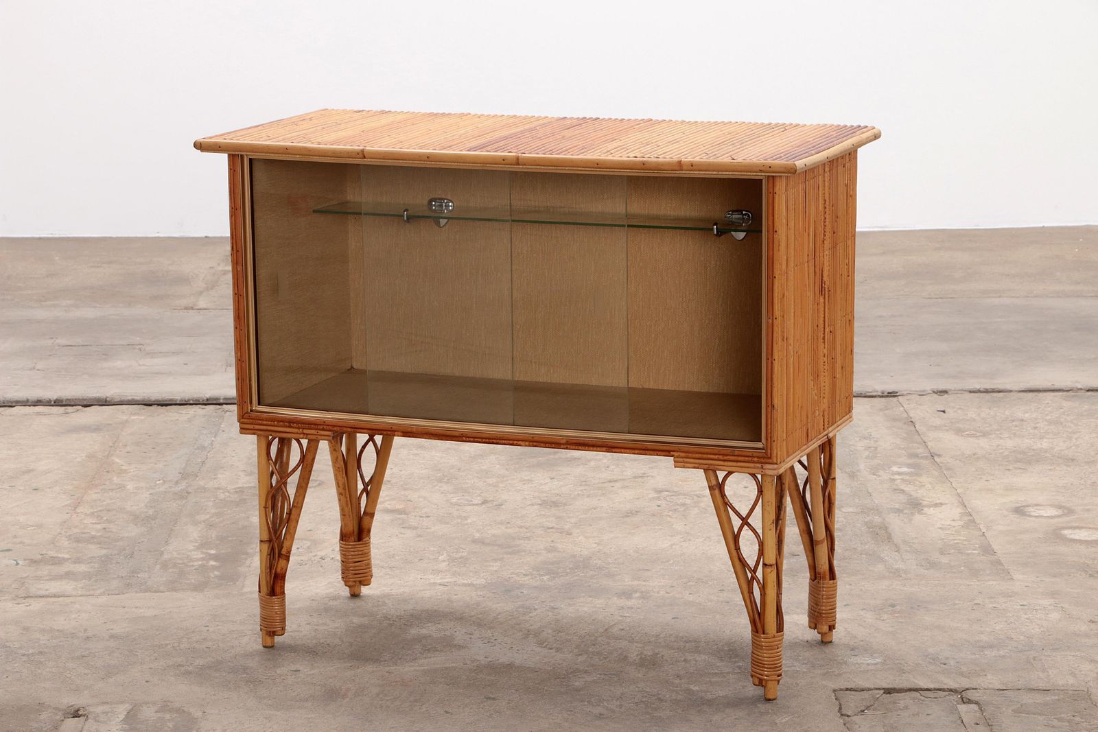 Vintage French Bamboo Bar Or Display Cabinet 1960s. photo for sale