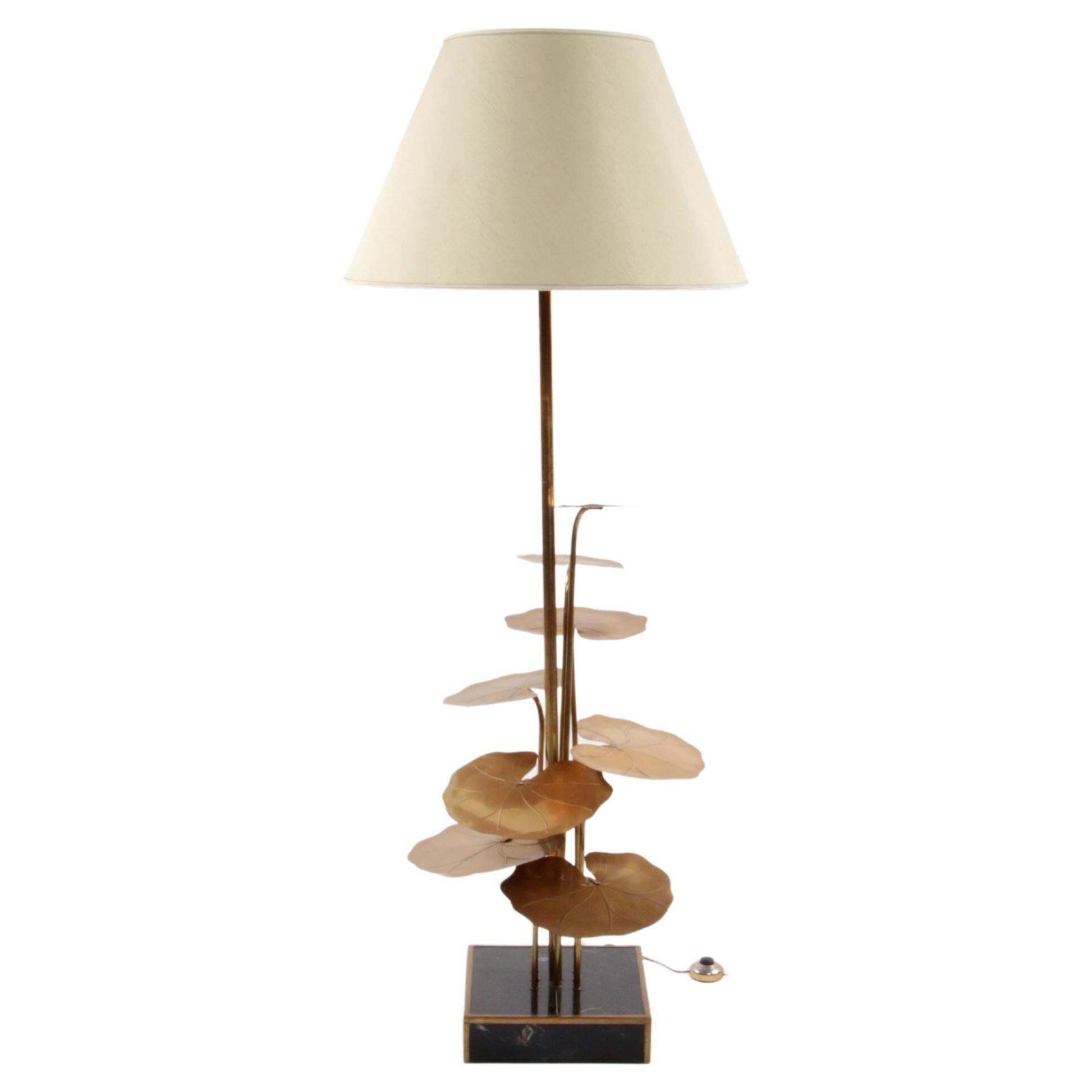 Maison Jansen Floor Lamp Of Gilded Brass With Marble Base, 1970 France photo furniture