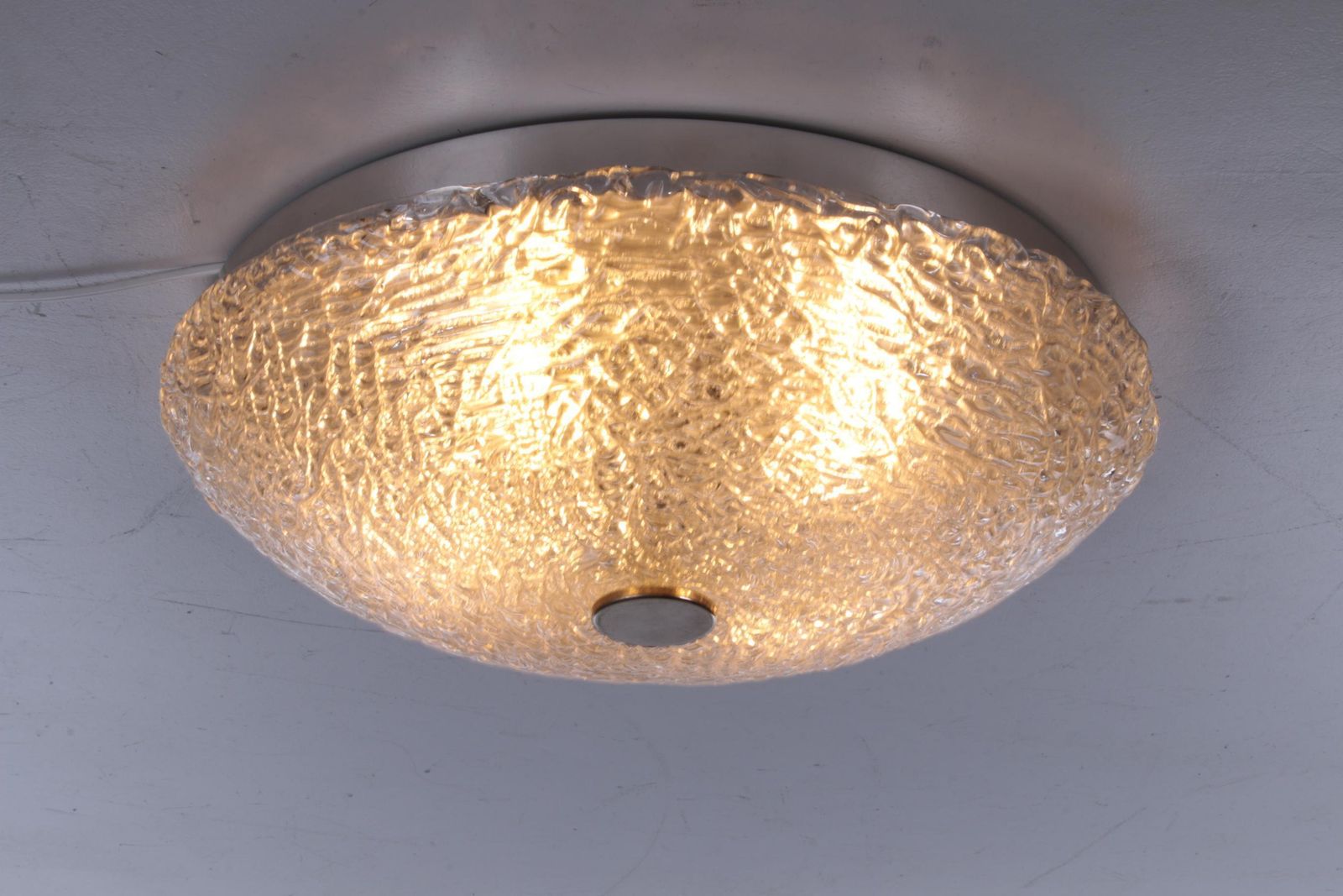 Vintage Ceiling Lamp With Chrome And Murano Glass, 1960s photo for sale