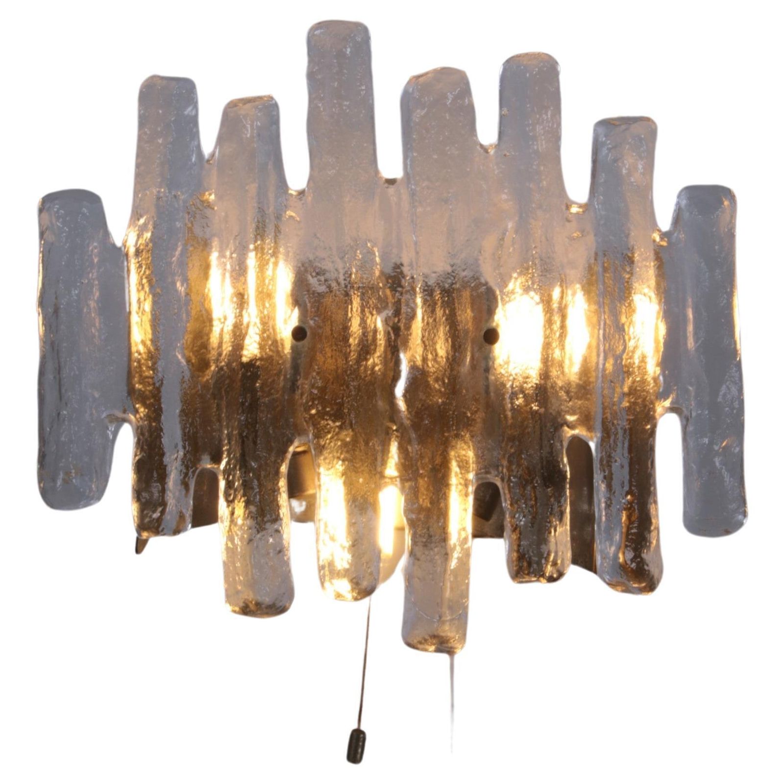 Beautiful Large Wall Lamp With Ice Glass Made By J.T. Kalmar, 1960s