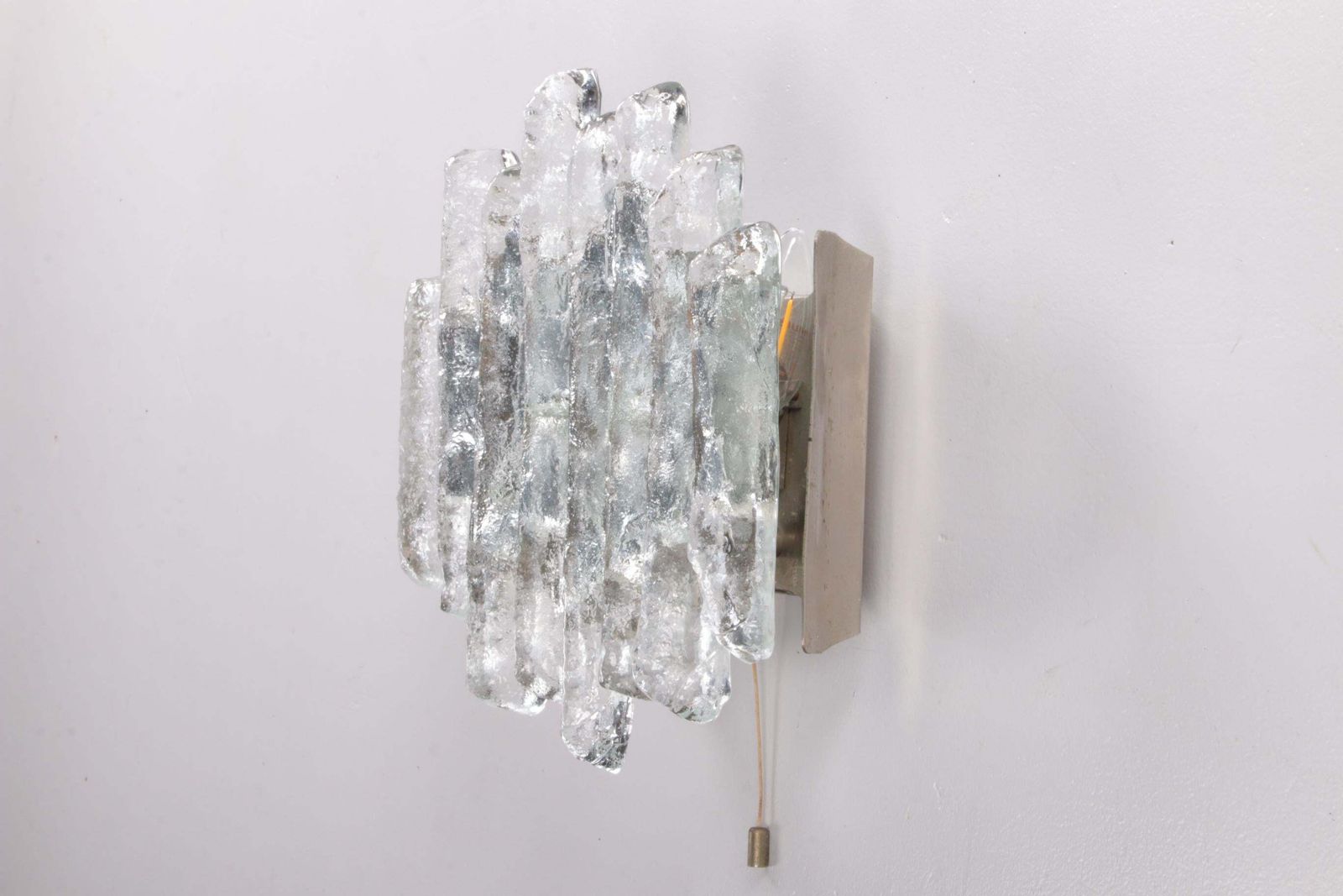 Beautiful Large Wall Lamp With Ice Glass Made By J.T. Kalmar, 1960s photo vinterior