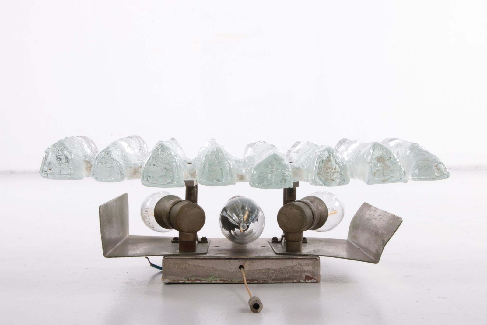 photo furniture Beautiful Large Wall Lamp With Ice Glass Made By J.T. Kalmar, 1960s