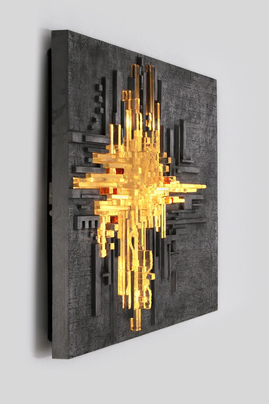 Vintage "Rottura Spaziale" Murano Glass Wall Lamp By Akikaze For Poliarte photo Lighting