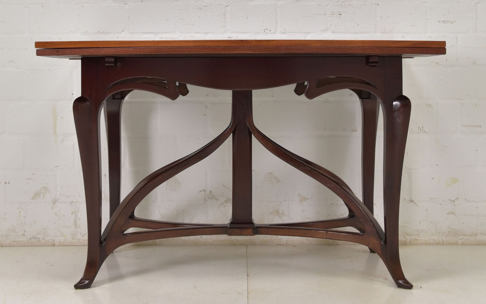 Antique! Dining Table Restored Art Nouveau Mahogany Narrow Extendable photo furniture