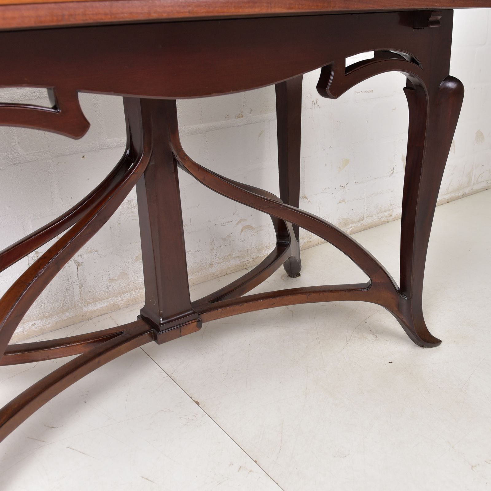 Antique! Dining Table Restored Art Nouveau Mahogany Narrow Extendable photo vintage