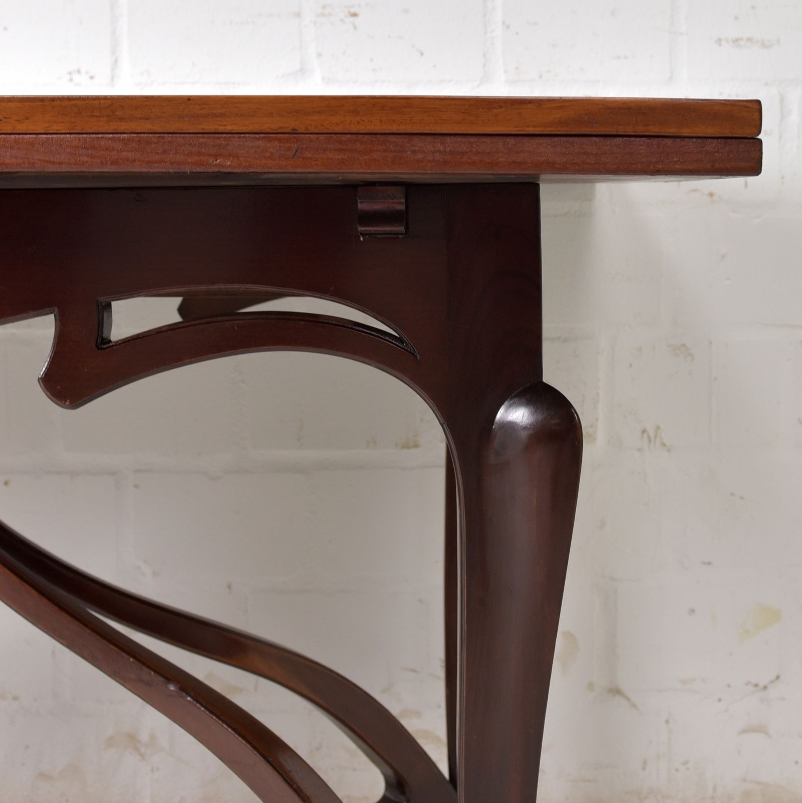 photo furniture Antique! Dining Table Restored Art Nouveau Mahogany Narrow Extendable