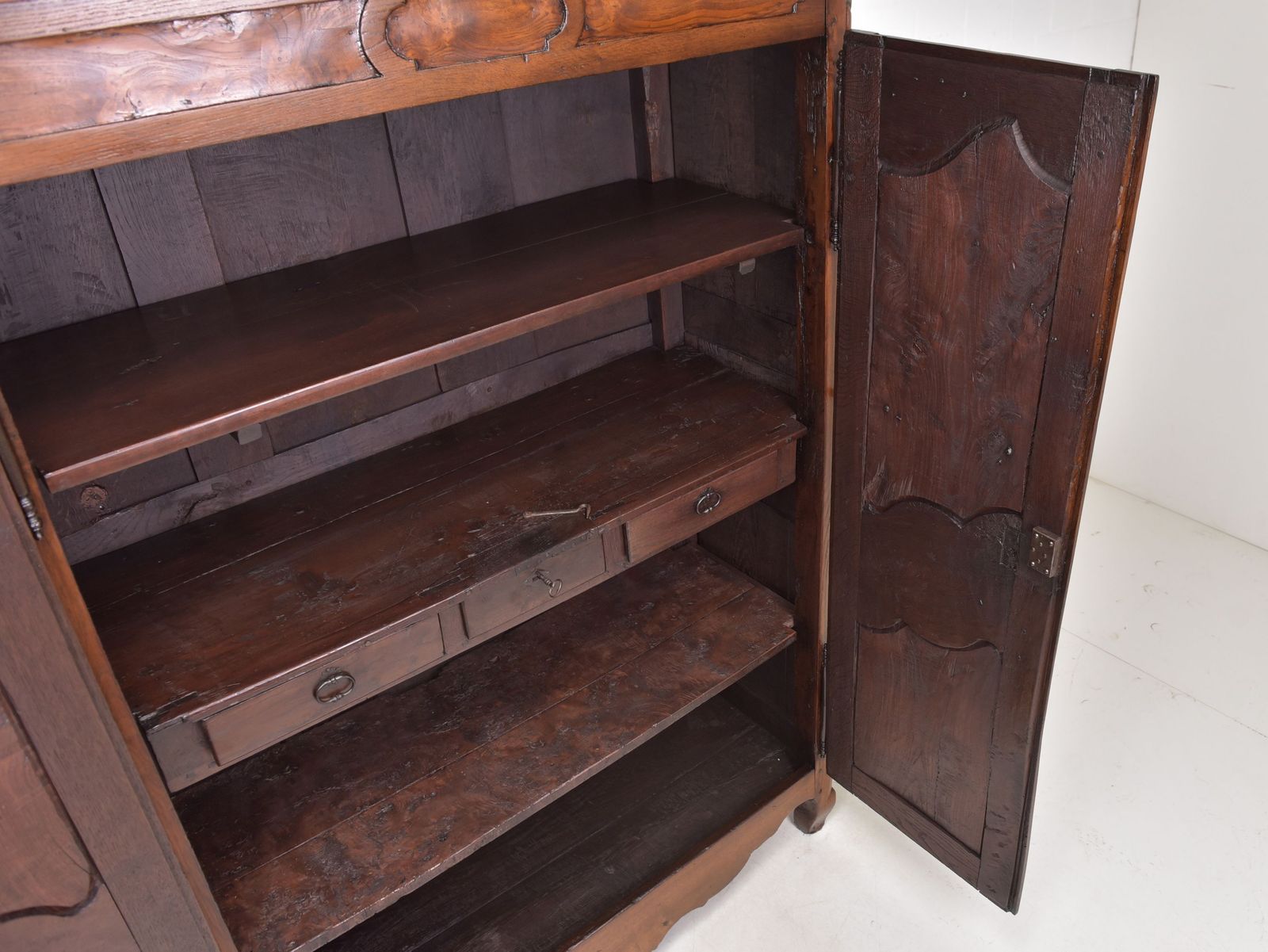 Antique! Hallway Cupboard Restored Baroque Oak Walnut Around 1780 Shelving Unit photo 1900.0