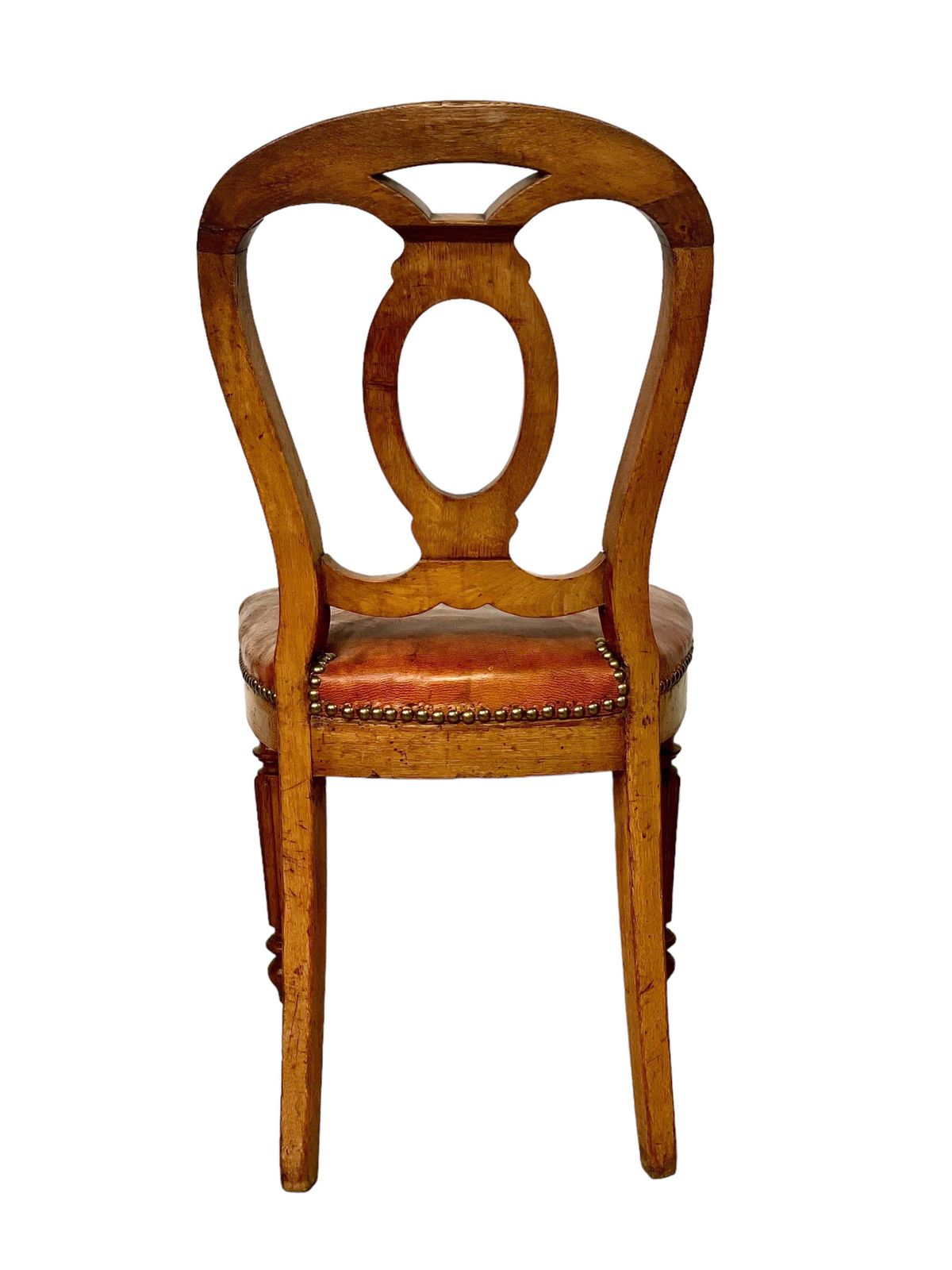 Louis Philippe Walnut And Leather Side Chair photo vintage
