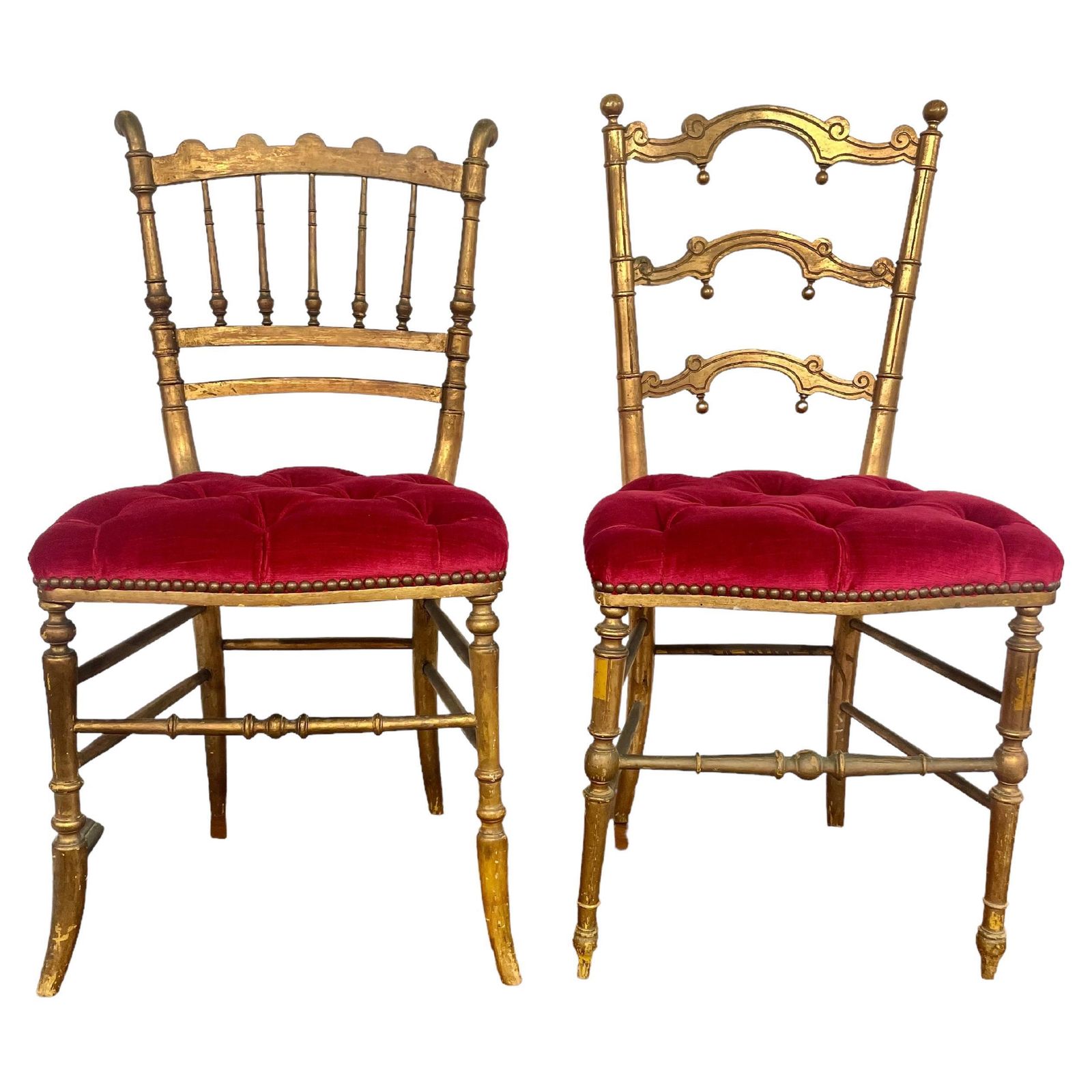 1880s Set Of 2 French Giltwood Opera Chairs