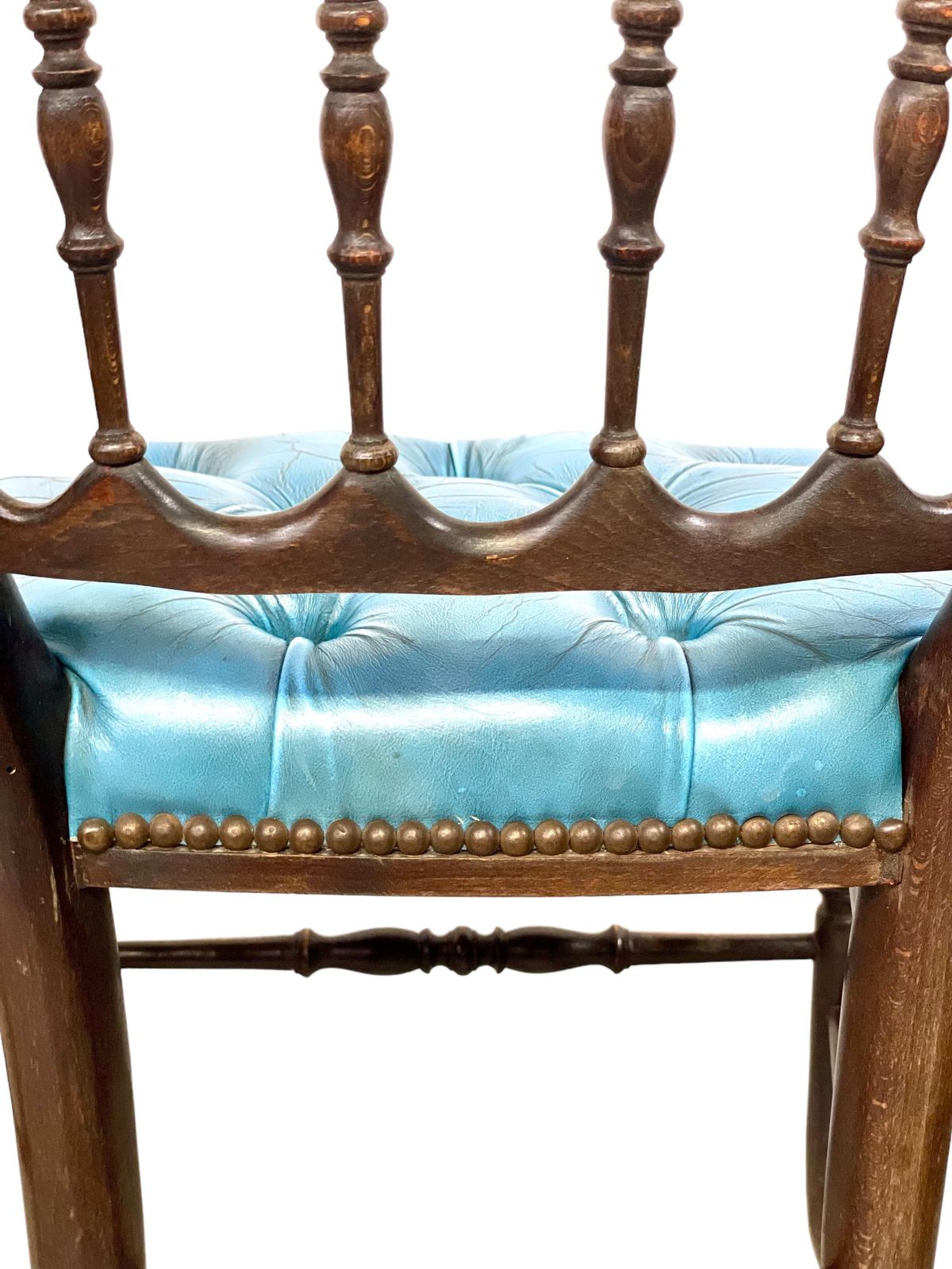 photo furniture Pair Of Napoleon III Side Chairs With Blue Leather Upholstery
