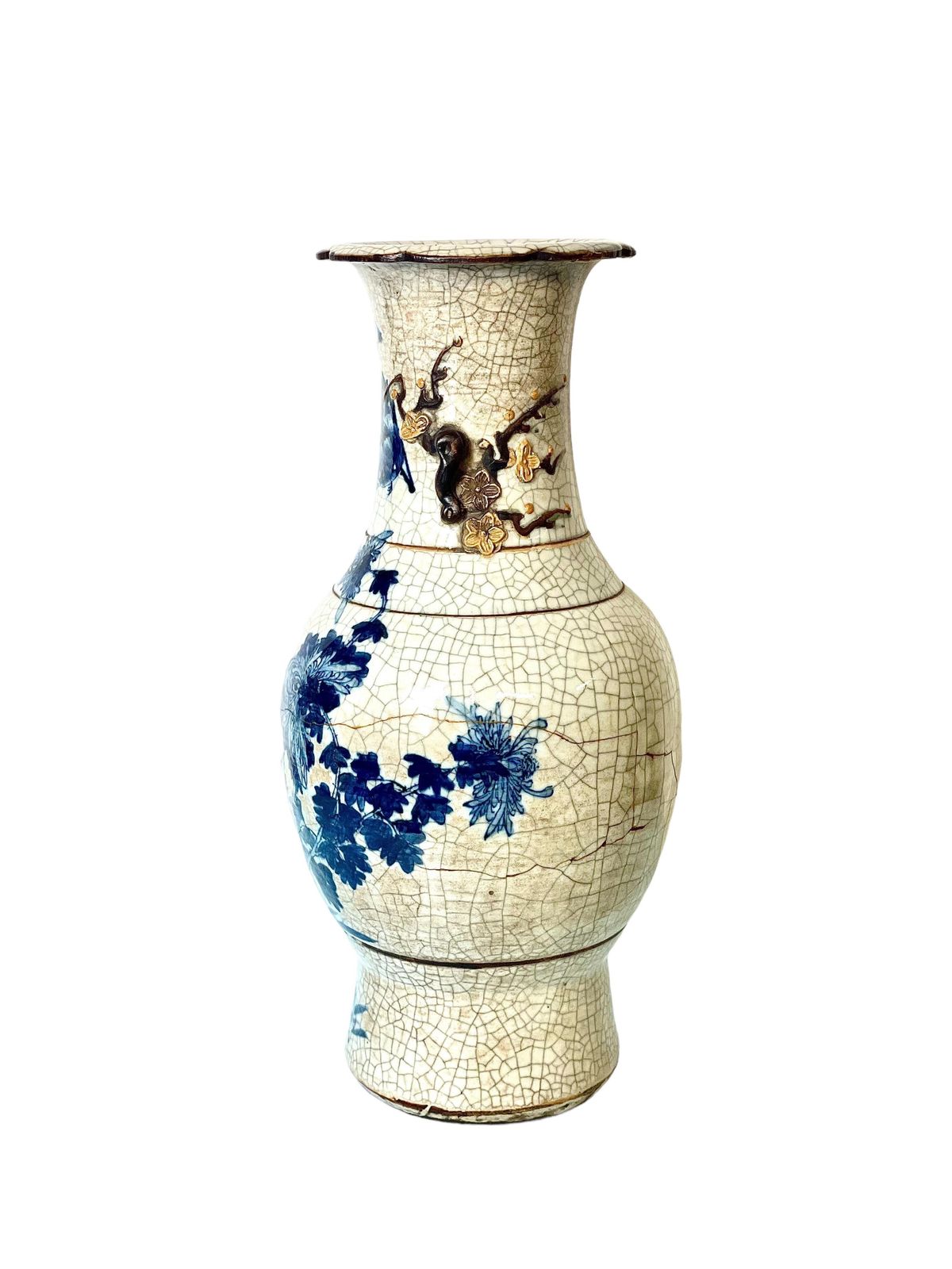 Chinese Nanjing Crackleware Blue And White Vase photo furniture