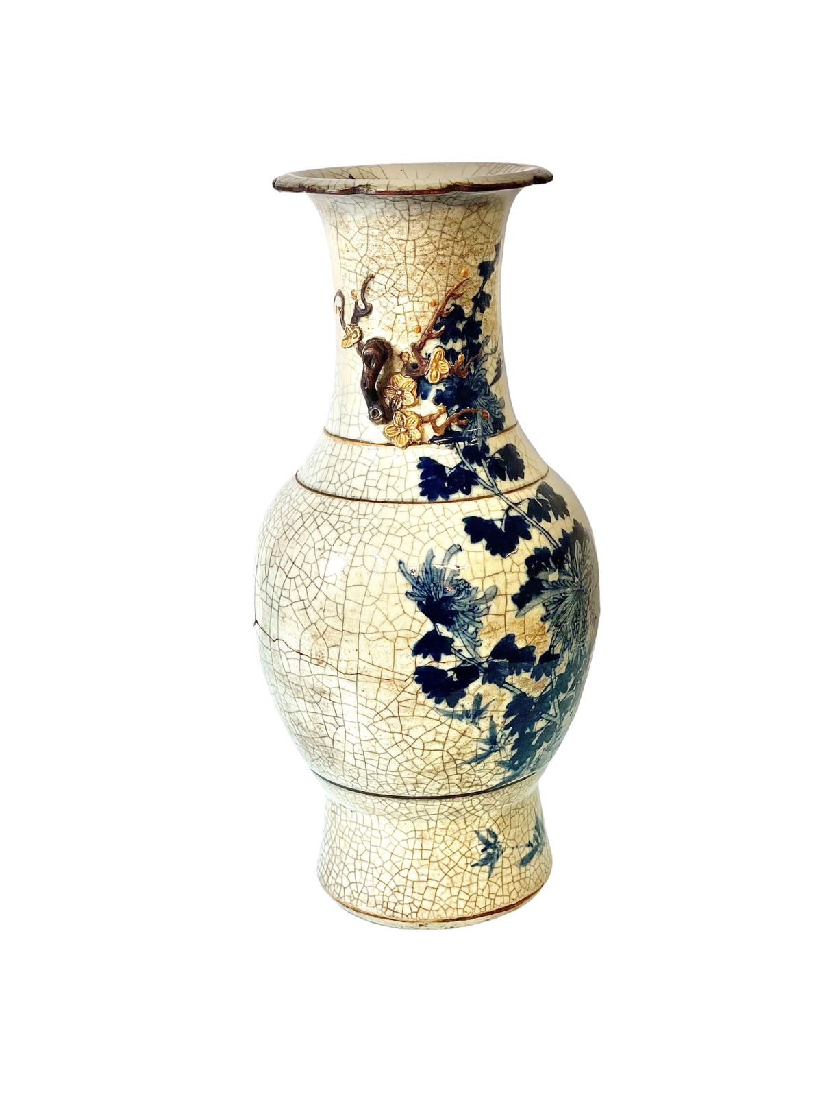 Chinese Nanjing Crackleware Blue And White Vase photo Home Decor