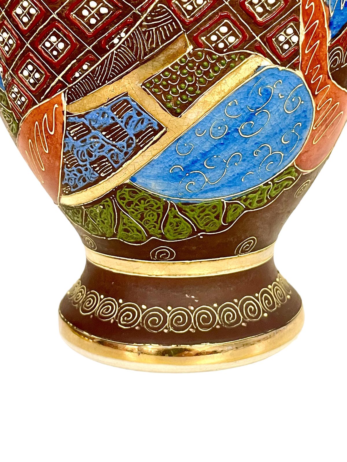 Pair Of Japanese Satsuma 'Moriage' Porcelain Gilt Vases photo vinterior
