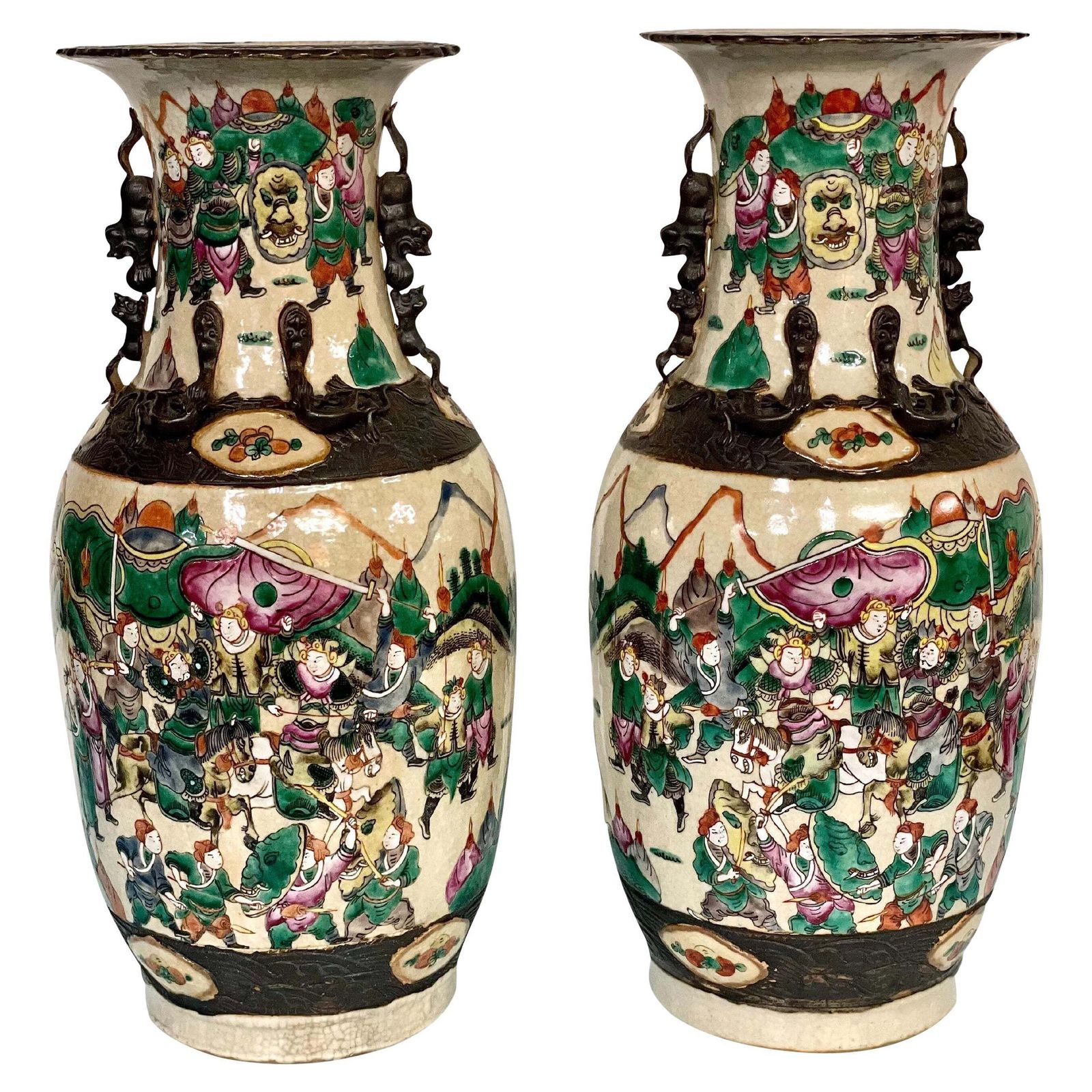 Antique Pair Of Large Chinese Vases
