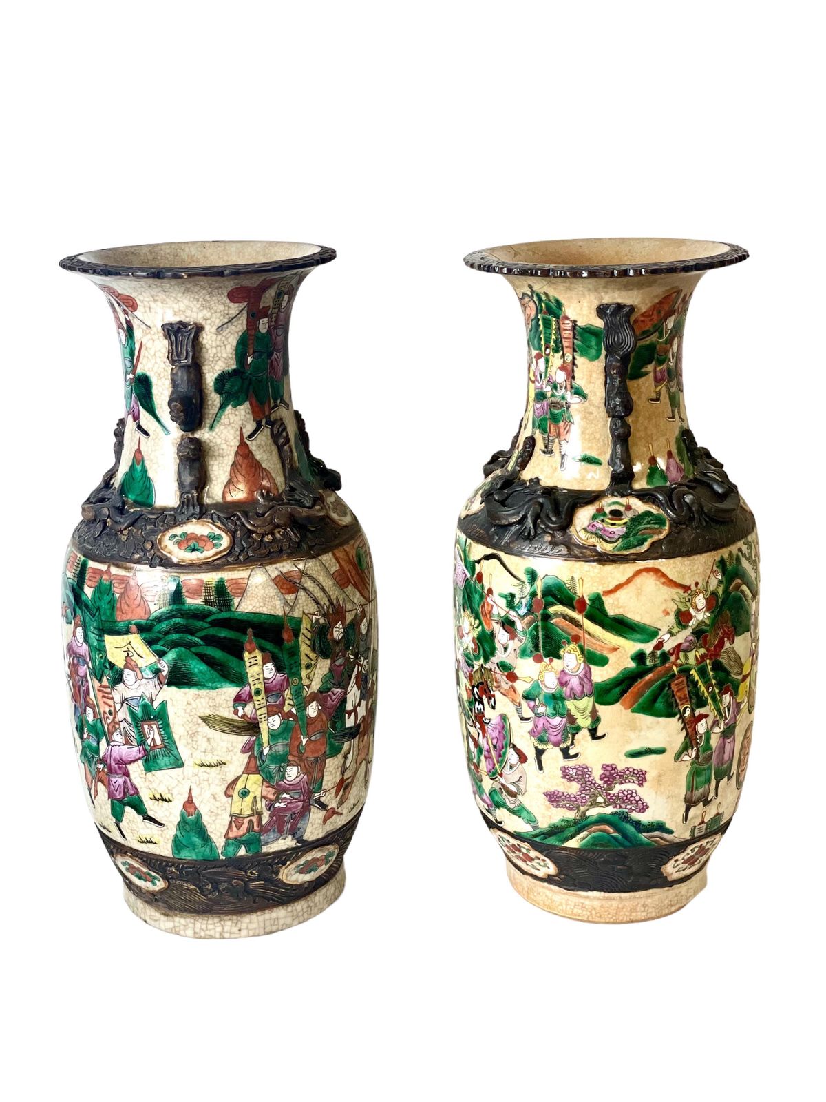 Pair Of Chinese Baluster Vases In Nanjing Crackle Glaze photo furniture