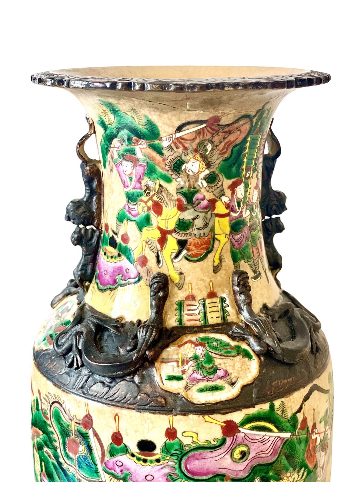 Pair Of Chinese Baluster Vases In Nanjing Crackle Glaze photo 1855.0
