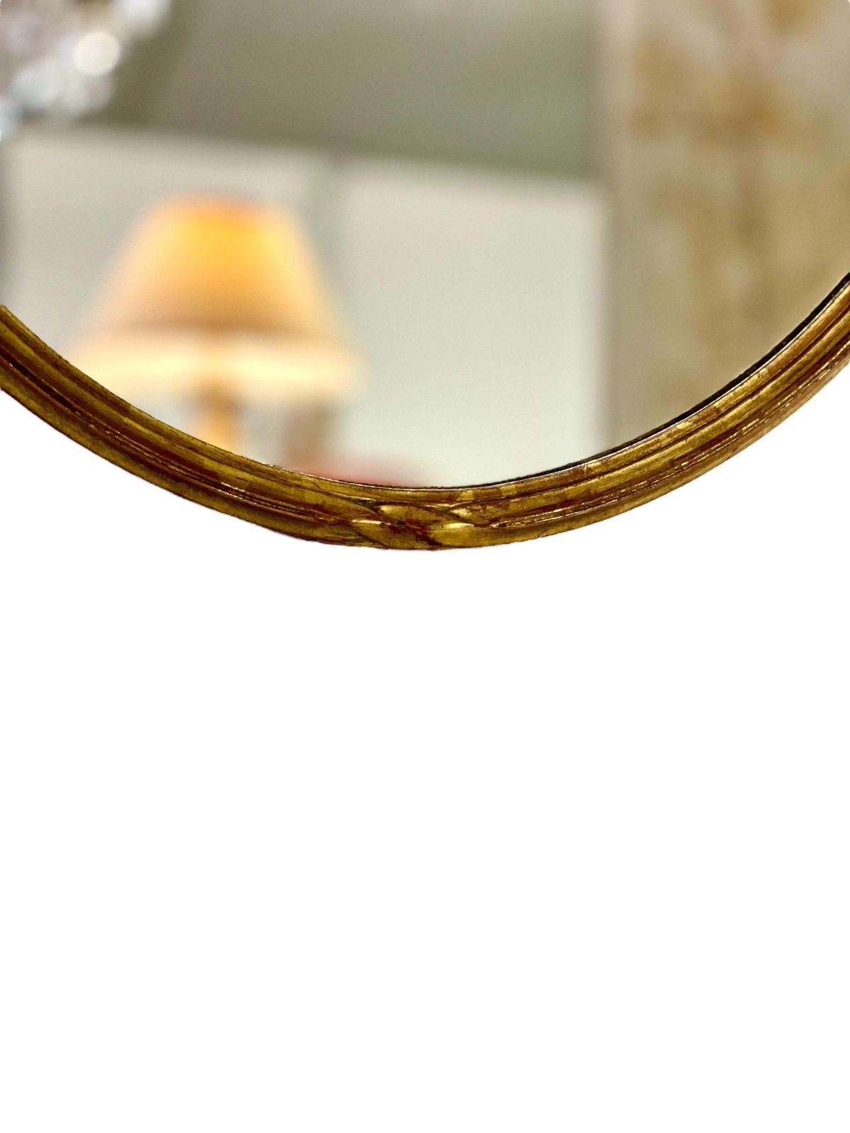 20th Century Carved Giltwood Oval Wall Mirror photo for sale