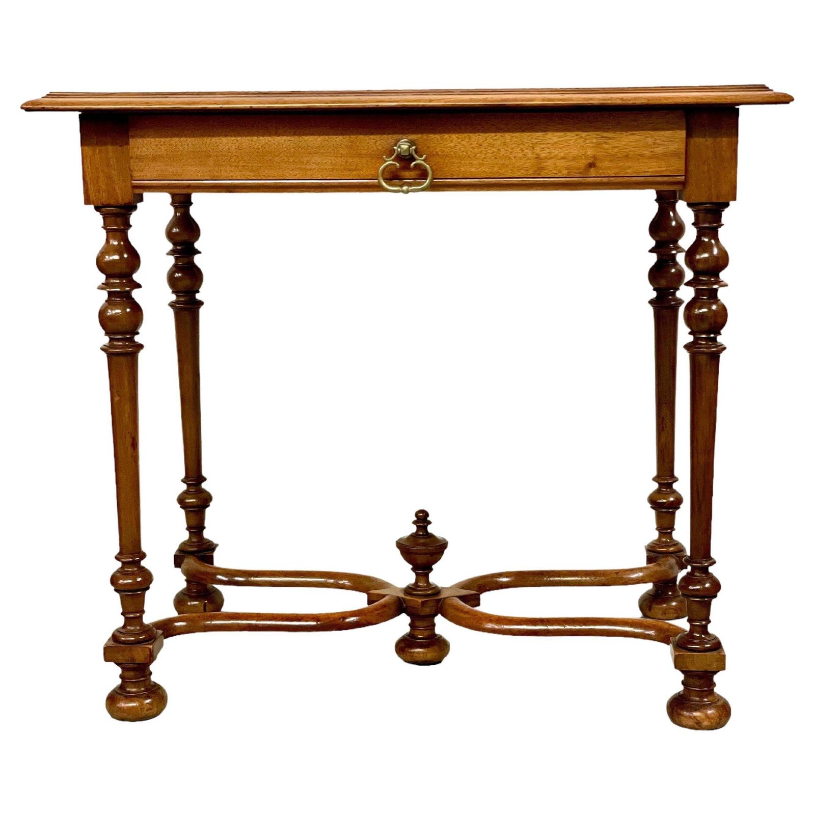 19th Century Side Table With Frieze Drawer And Baluster Turned Legs