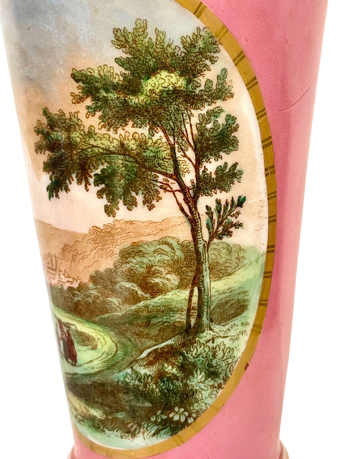 19th Century Pink Opaline Vase With Pastoral Decoration photo vinterior