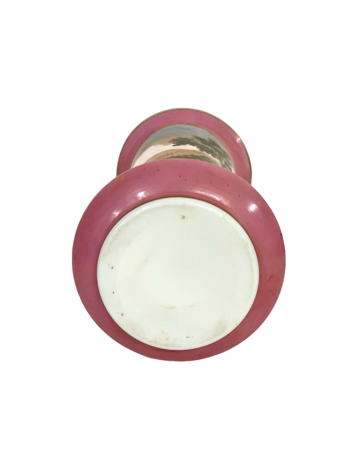 photo for sale 19th Century Pink Opaline Vase With Pastoral Decoration