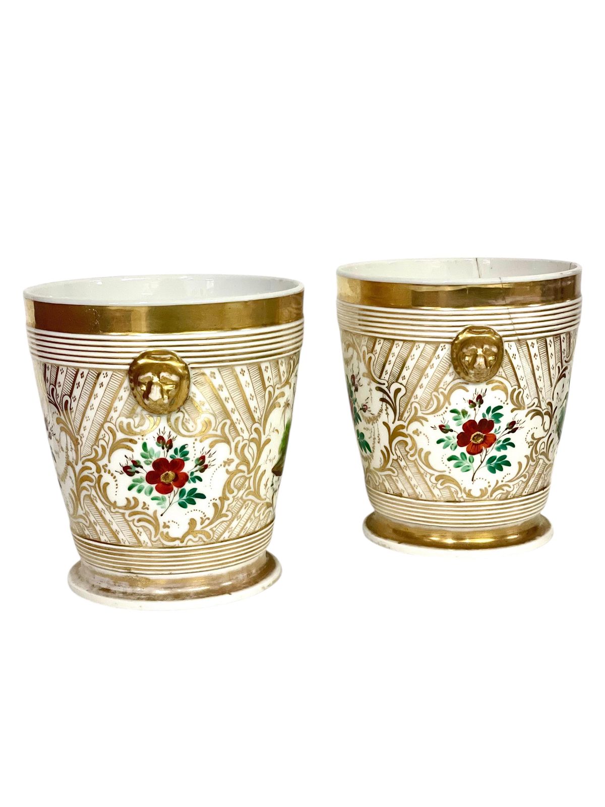 photo for sale Pair Of 19th Century Paris Porcelain Cachepots