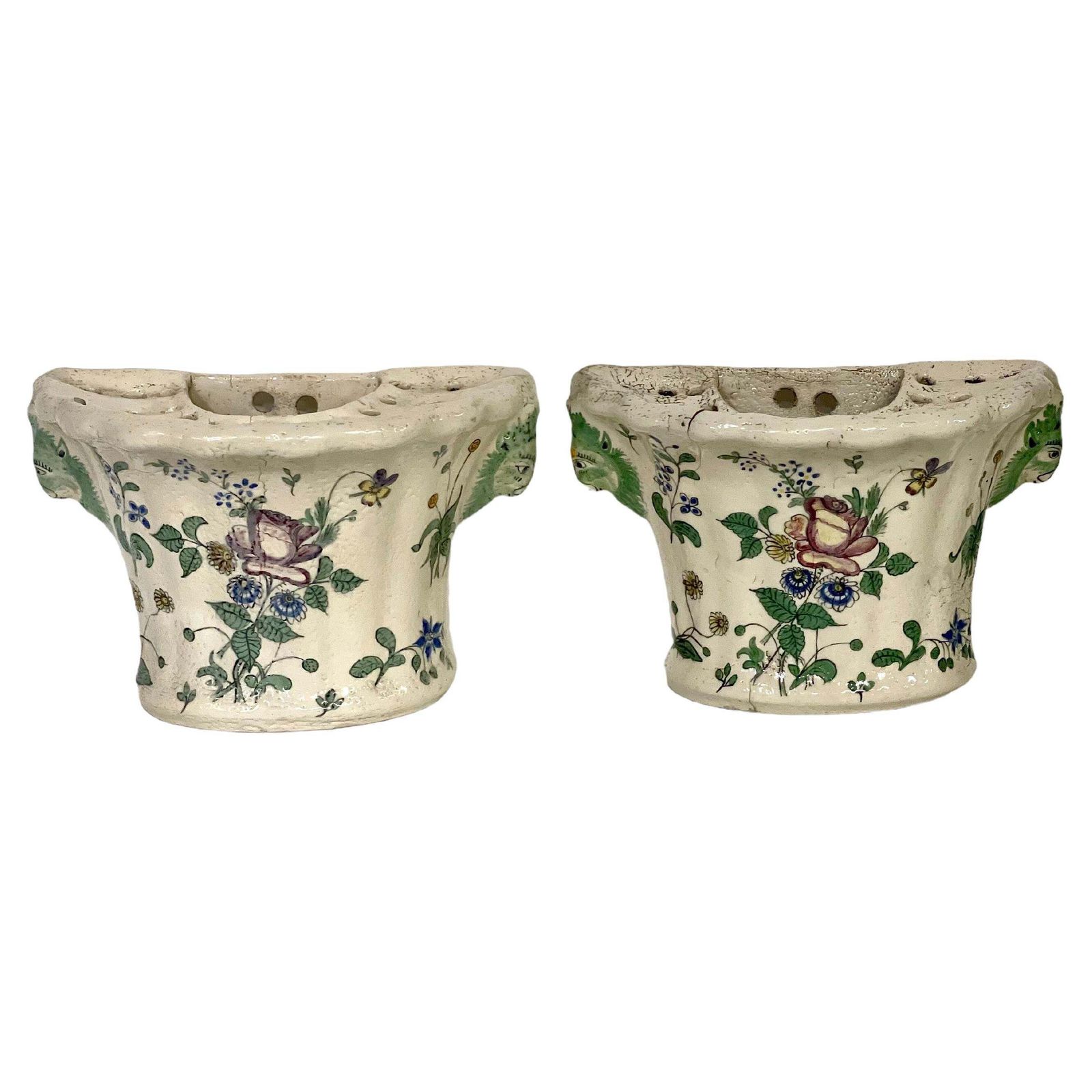 Pair Of 18th Century Terracotta 'Bouquetières', Or Flower Vases