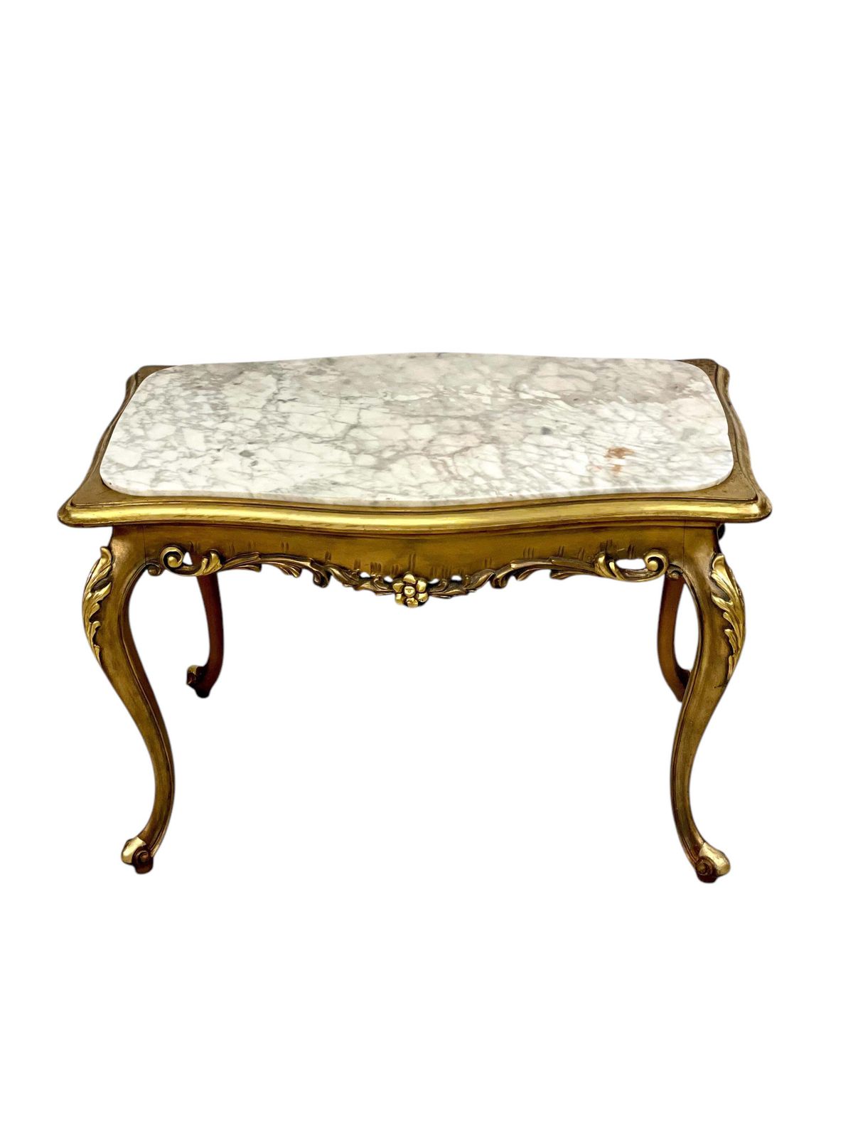 20th Century Louis XV Style Giltwood And Marble Top Coffee Table photo furniture