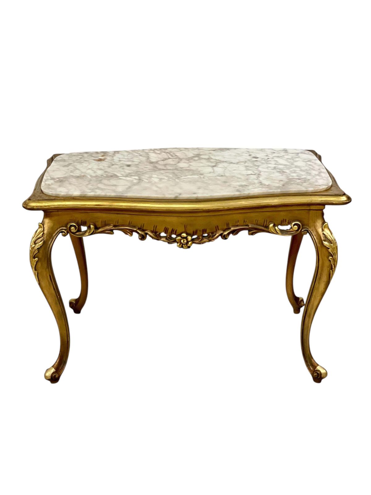 1763.0 20th Century Louis XV Style Giltwood And Marble Top Coffee Table photo